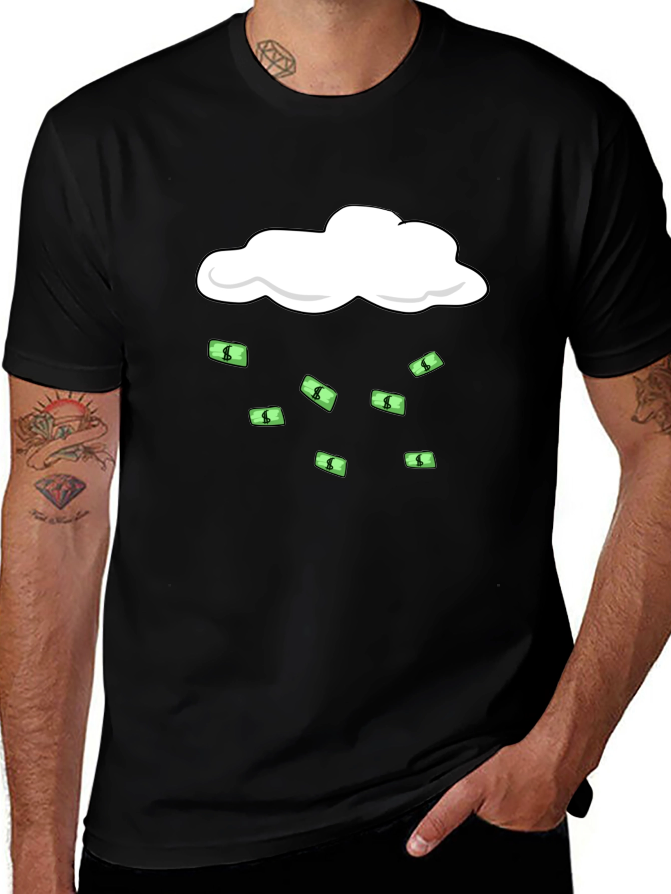 Money Rain T-Shirt - Black Graphic Tee