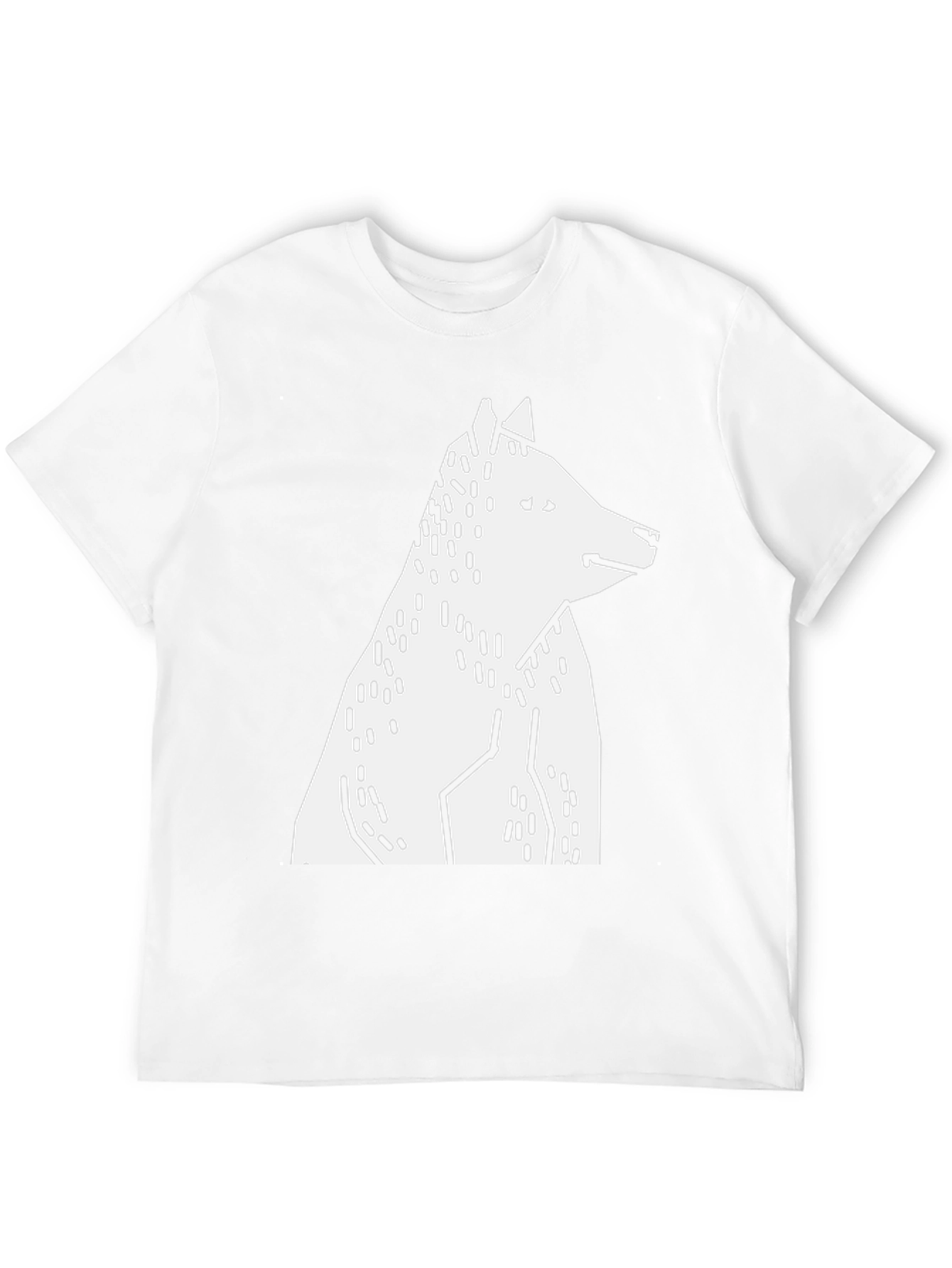 Abstract Geometric Wolf Graphic Tee - Black Cotton T-Shirt