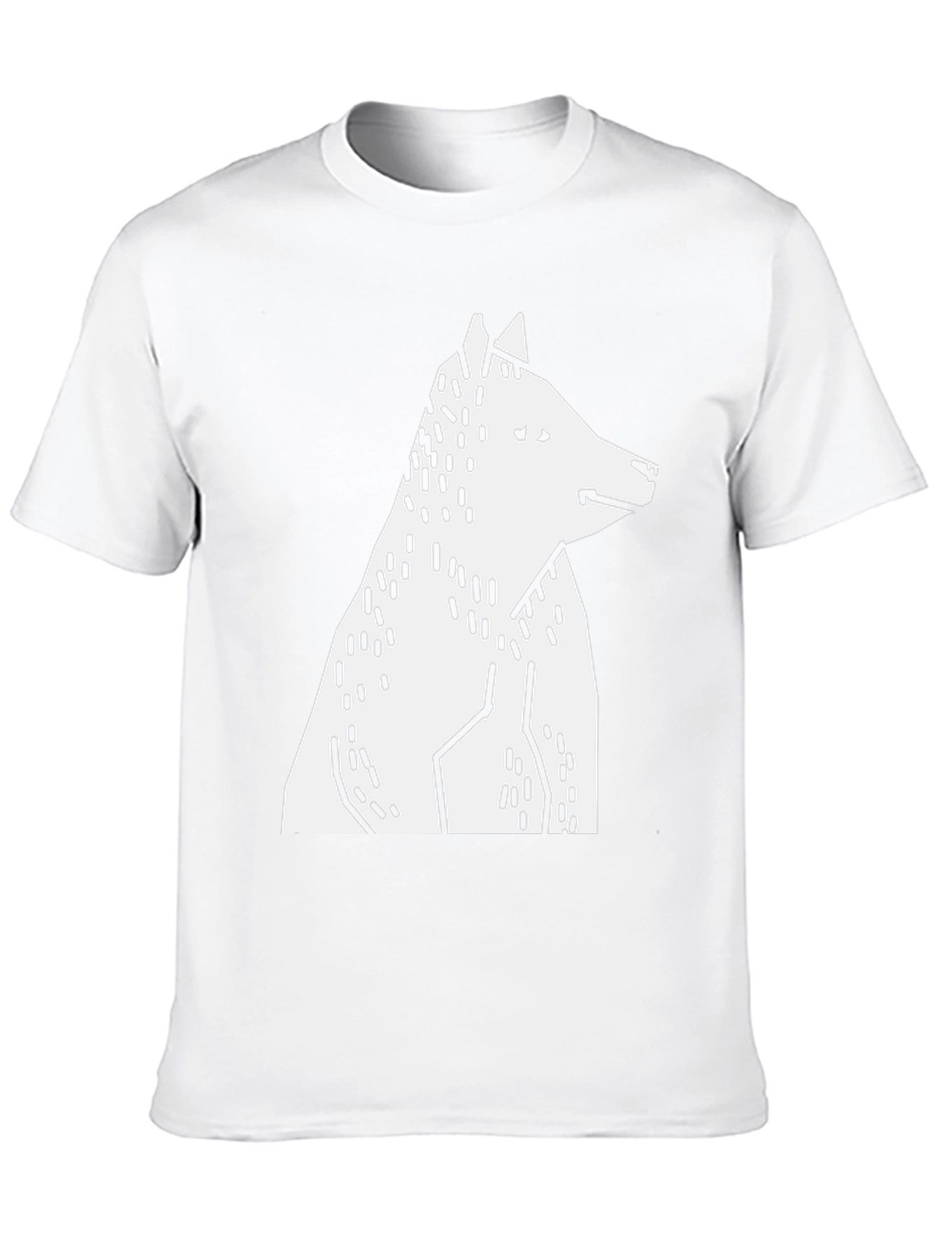 Abstract Geometric Wolf Graphic Tee - Black Cotton T-Shirt