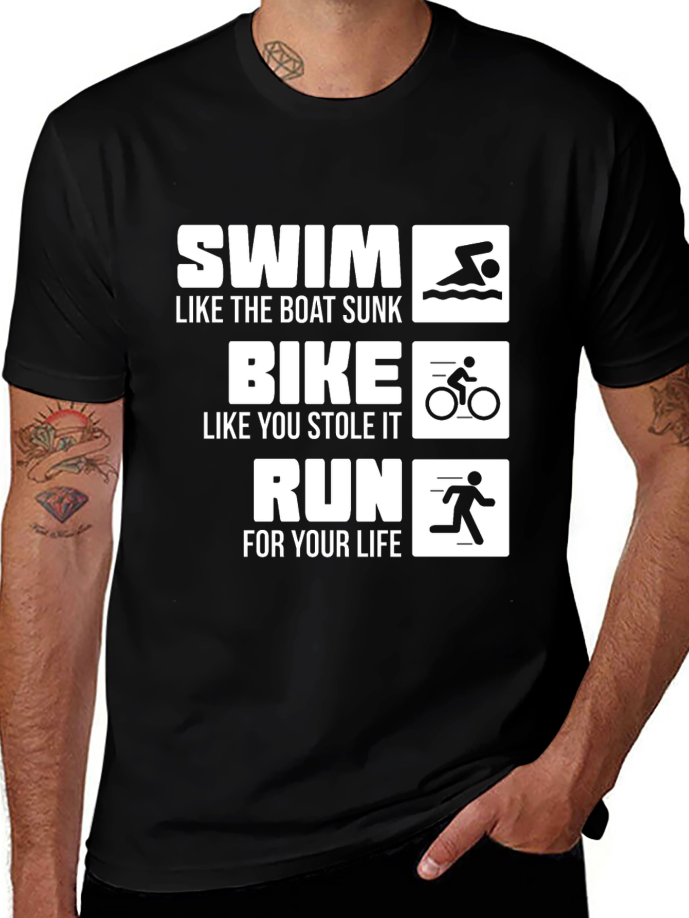 Swim Bike Run Black T-Shirt