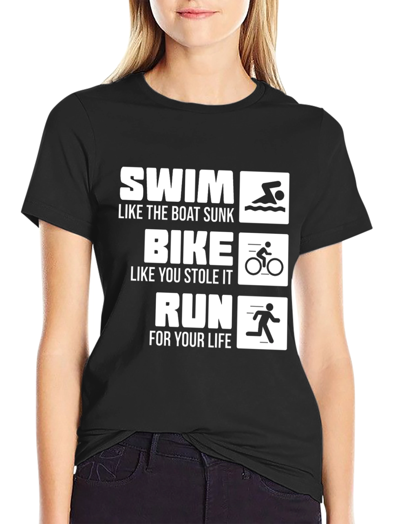 Swim Bike Run Black T-Shirt