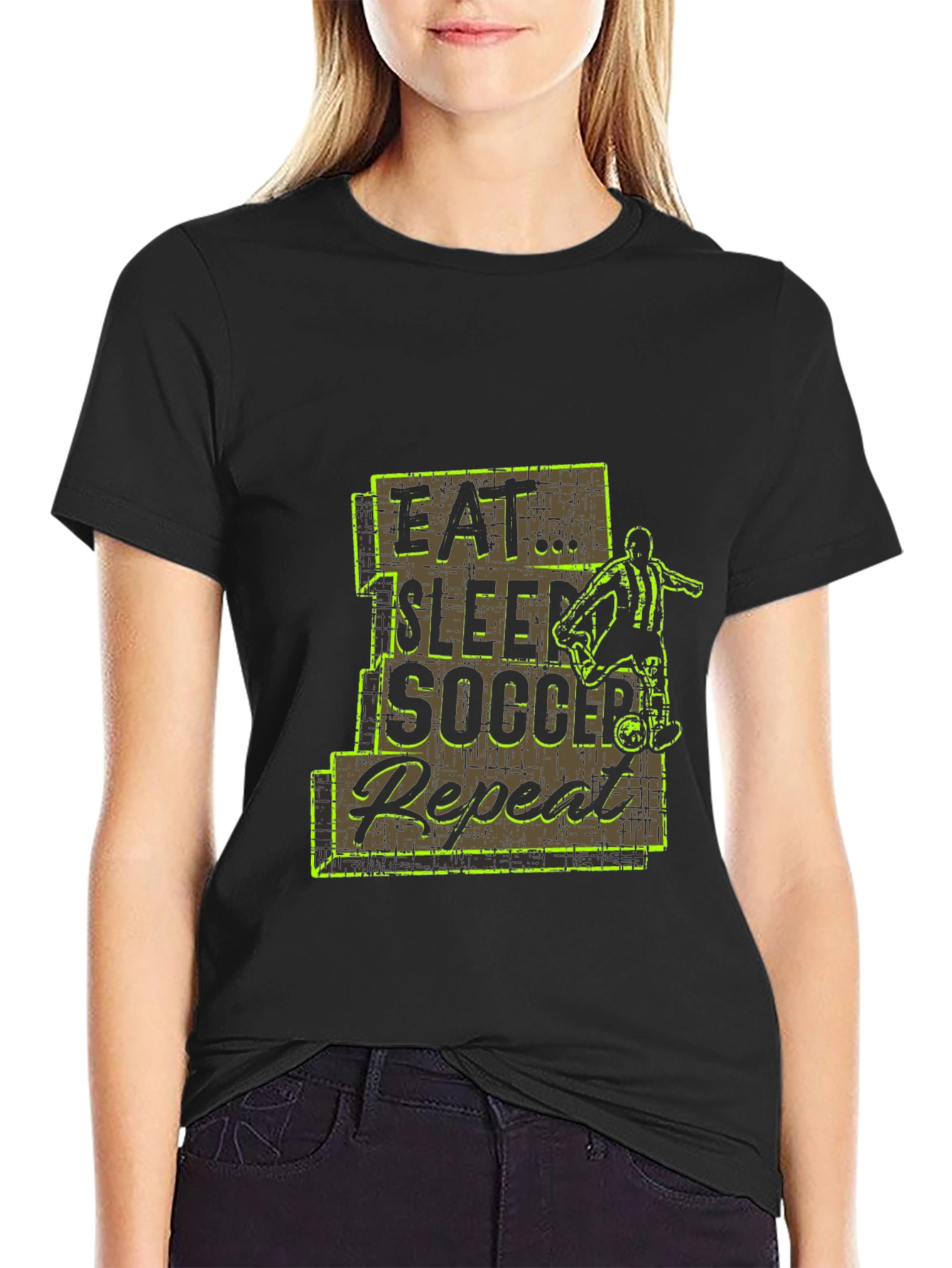 Eat Sleep Soccer Repeat Black T-Shirt