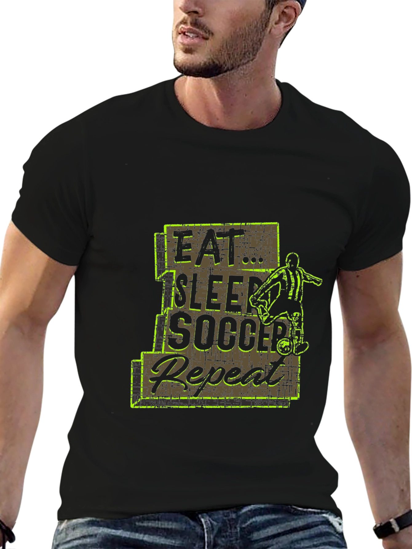 Eat Sleep Soccer Repeat Black T-Shirt