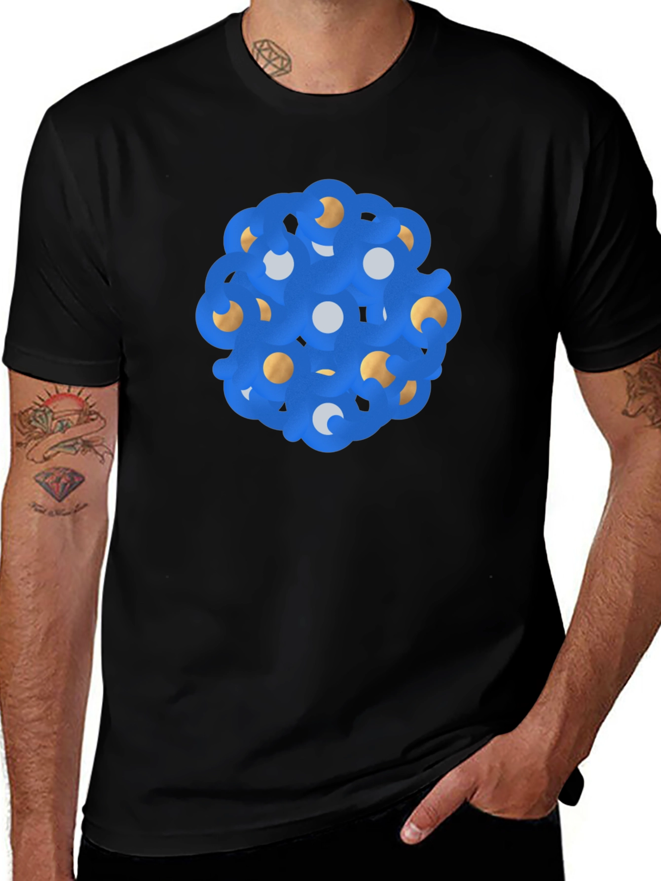 Abstract Sphere Graphic Tee - Stylish Black T-Shirt