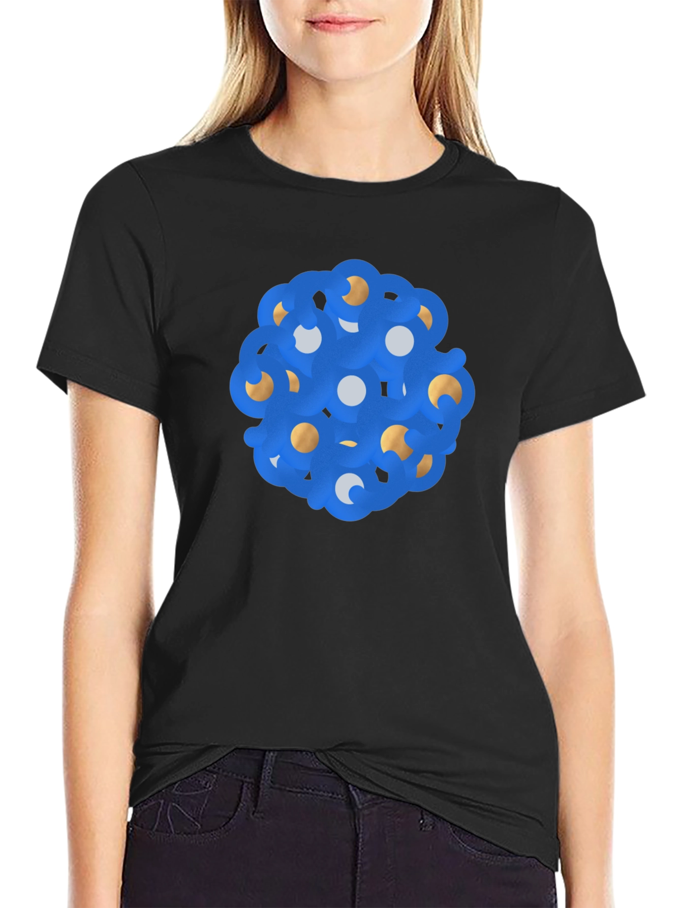 Abstract Sphere Graphic Tee - Stylish Black T-Shirt