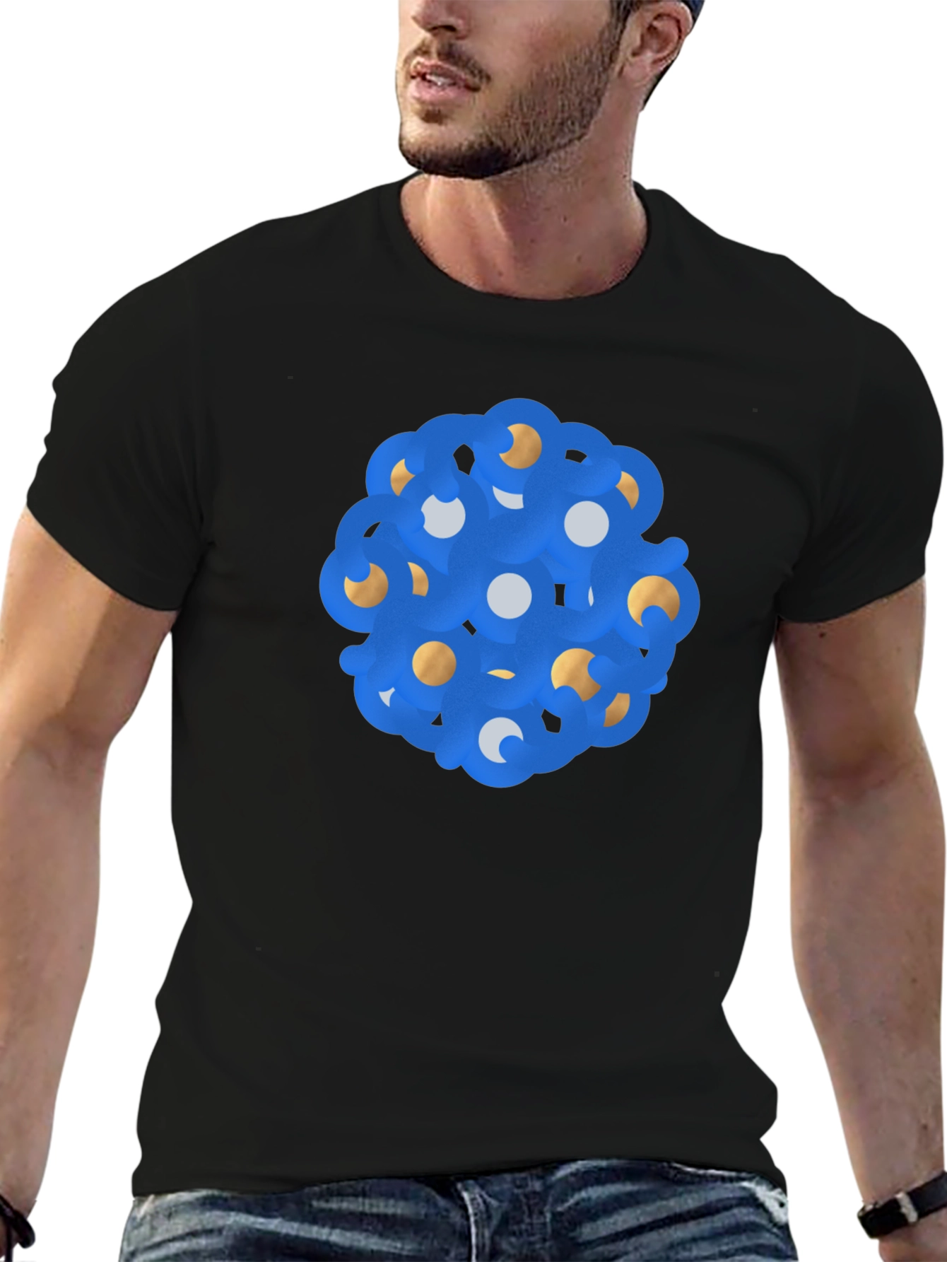 Abstract Sphere Graphic Tee - Stylish Black T-Shirt