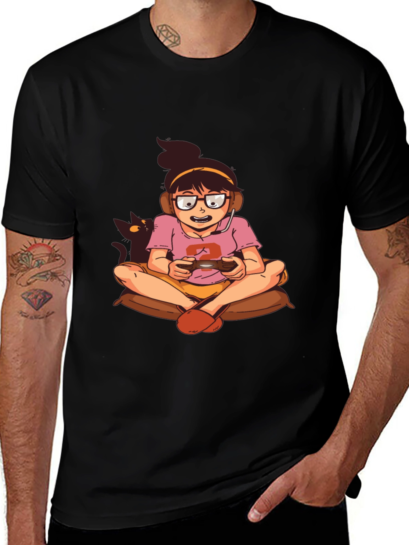 Gamer Girl T-Shirt - Black Cotton Graphic Tee