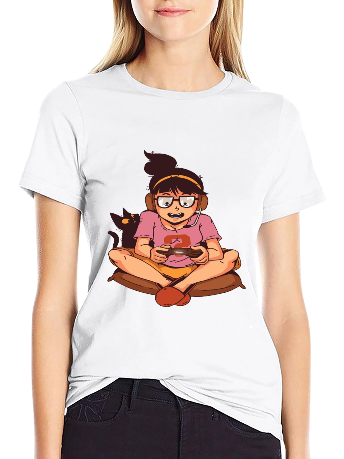 Gamer Girl T-Shirt - Black Cotton Graphic Tee