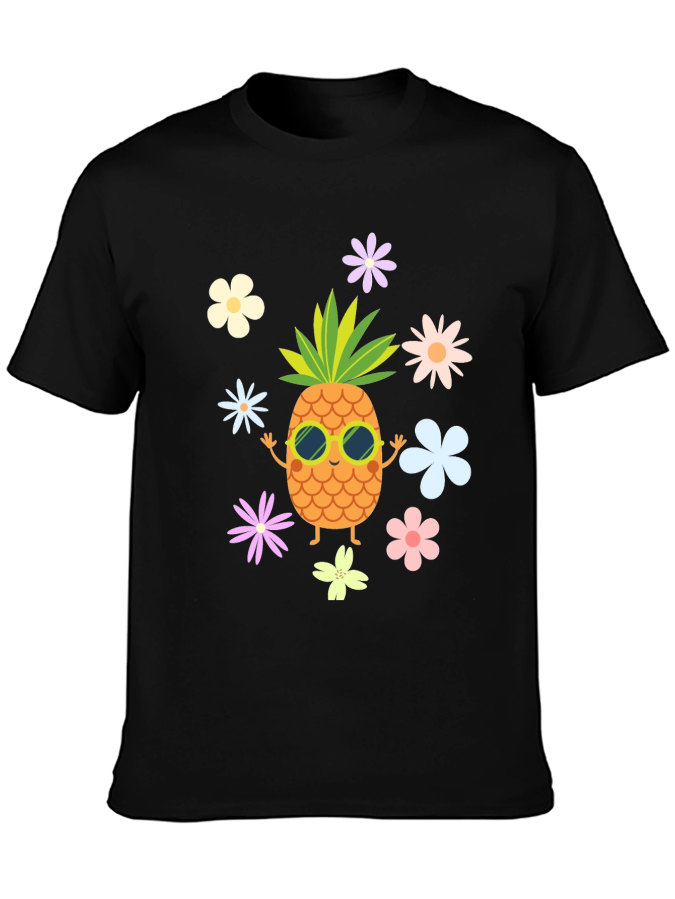 Tropical Pineapple Flower Graphic T-Shirt