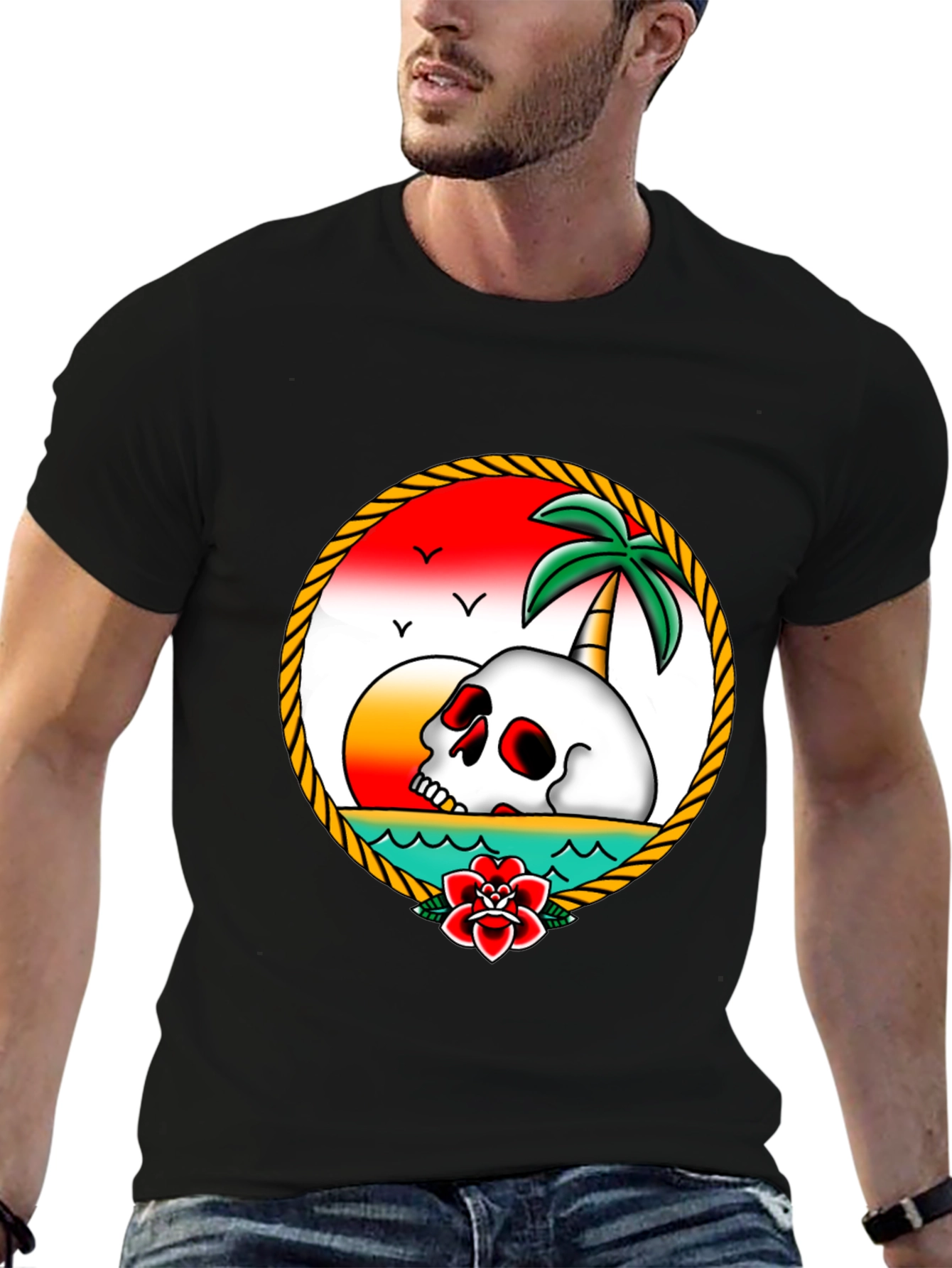 Skull Island T-Shirt - Retro Tropical Design
