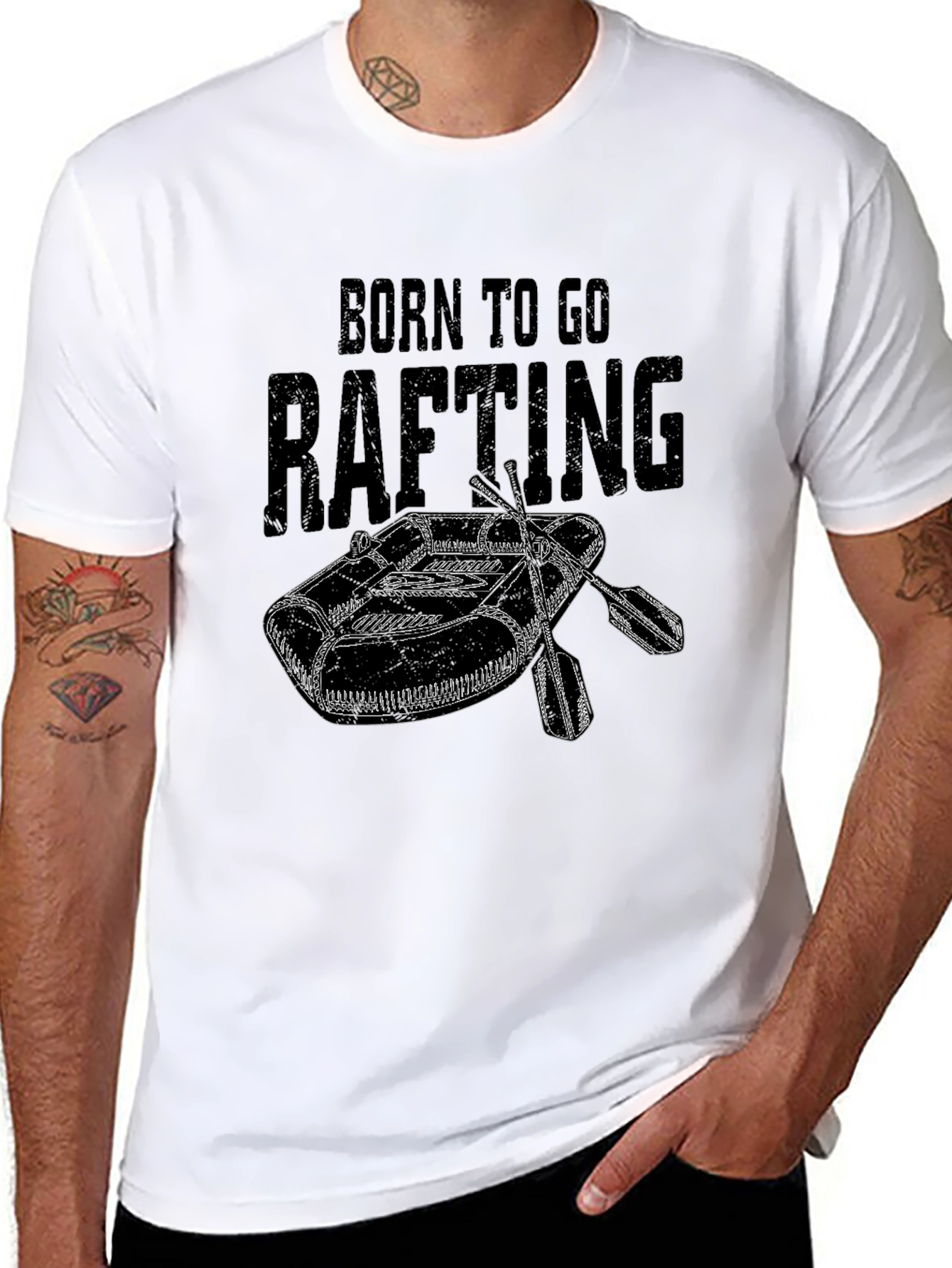 Born to Go Rafting Black T-Shirt