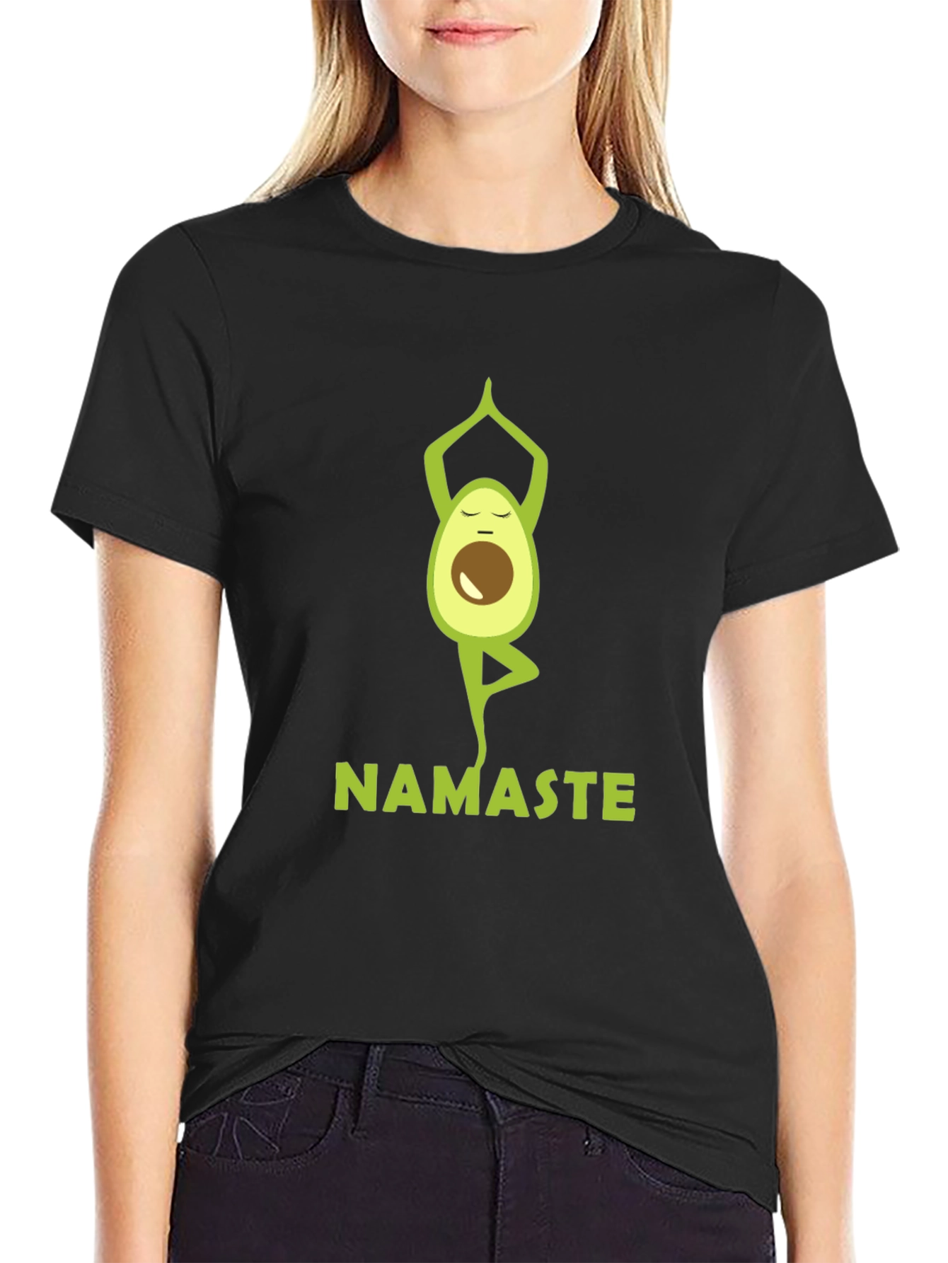 Yoga Avocado Mens Black T-Shirt - Namaste Design