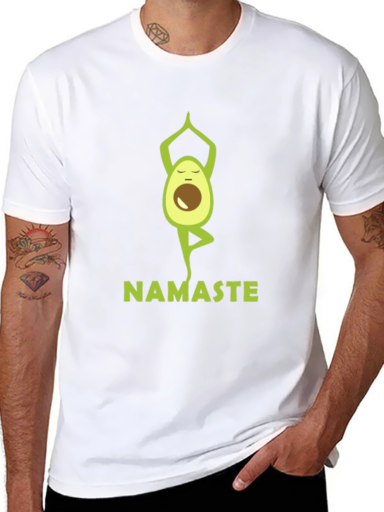 Yoga Avocado Mens Black T-Shirt - Namaste Design