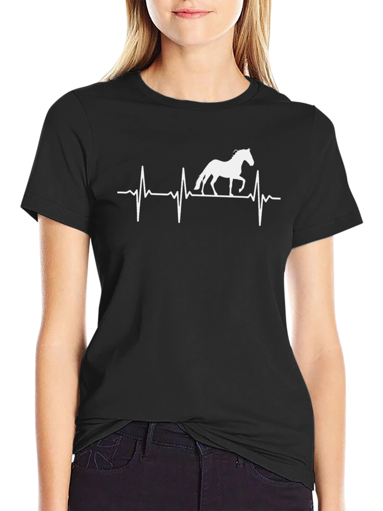 Horse Heartbeat Graphic Tee - Black Unisex T-Shirt