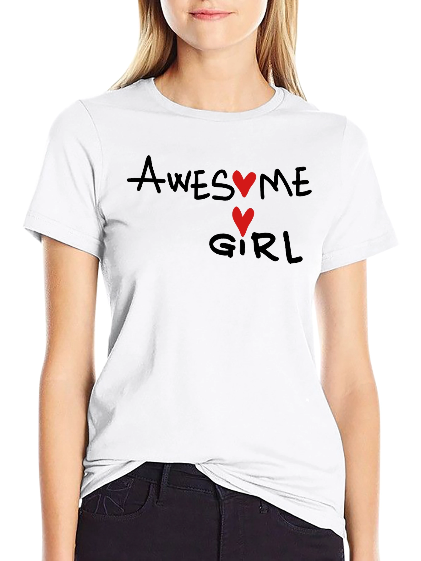 Awesome Girl Graphic Tee - Black Cotton T-Shirt