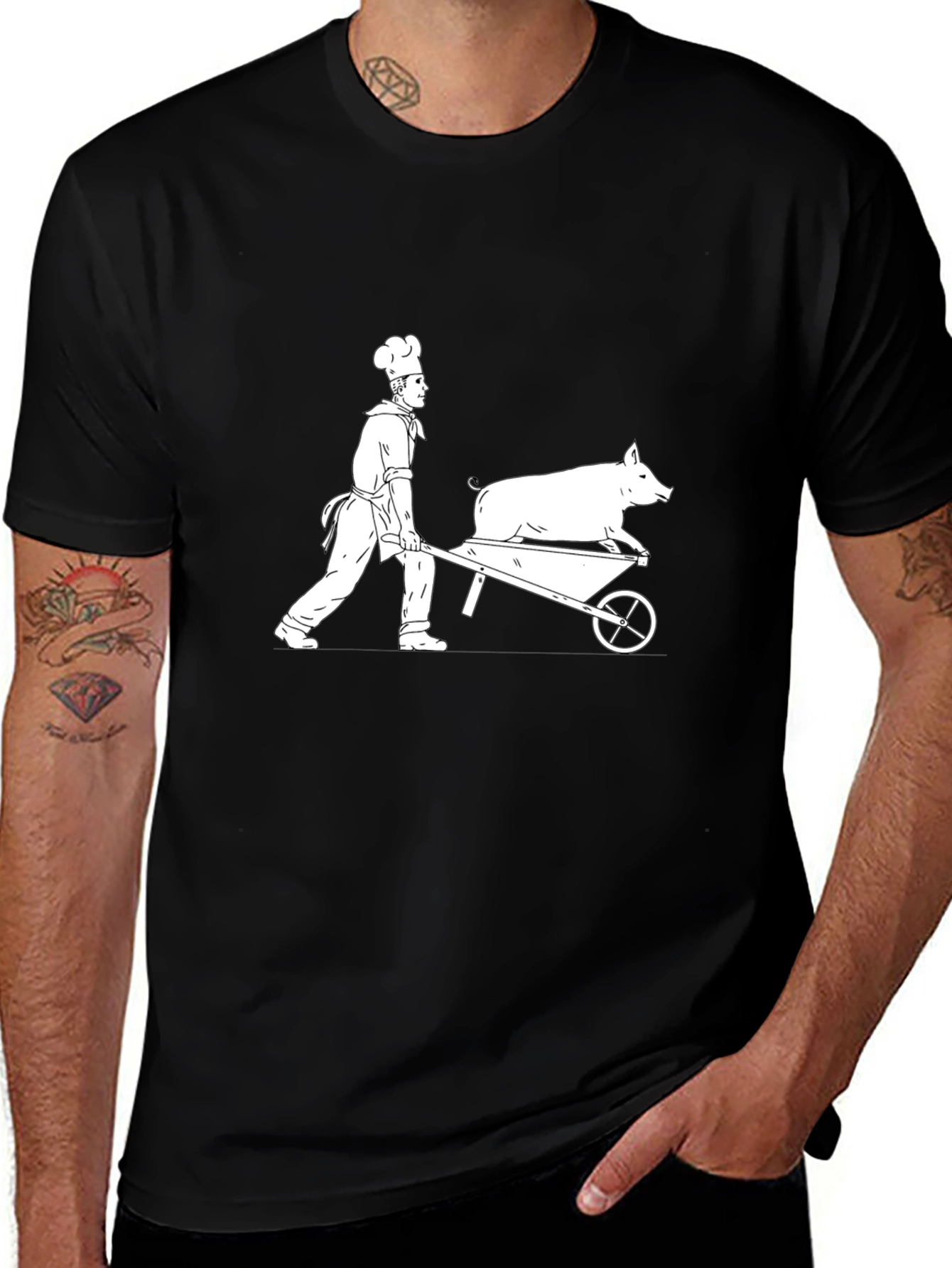 Chef Pig Wheelbarrow Graphic Tee