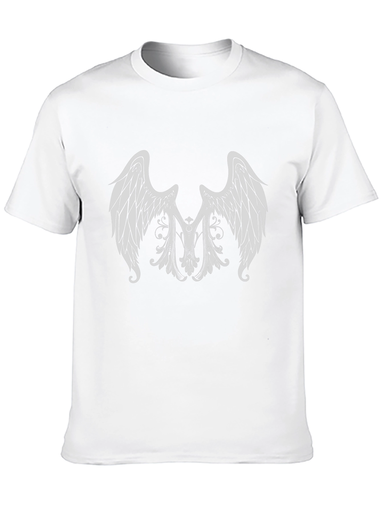 Black T-Shirt with Angel Wing Graphic