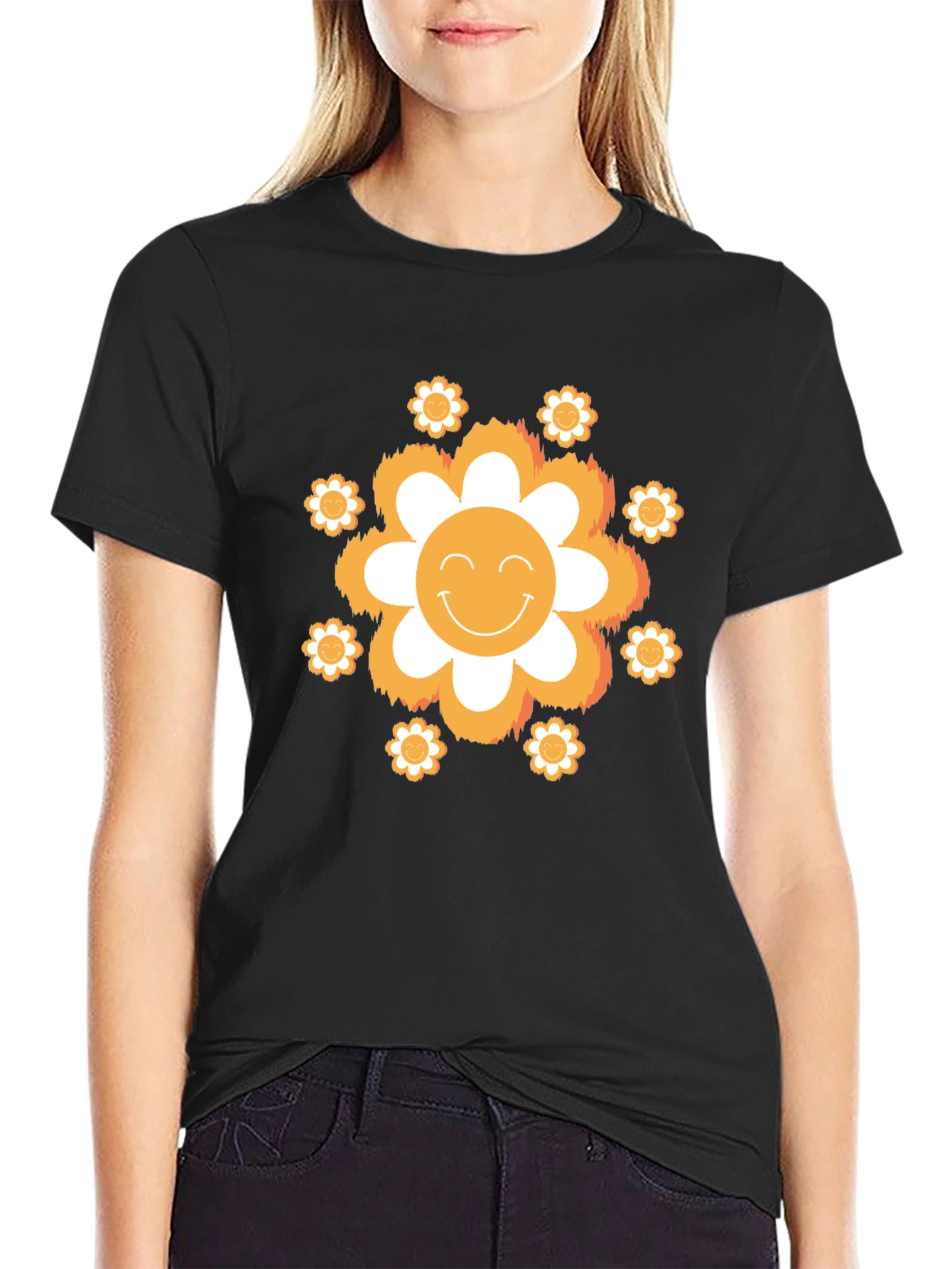 Smiley Face Flower Graphic Tee