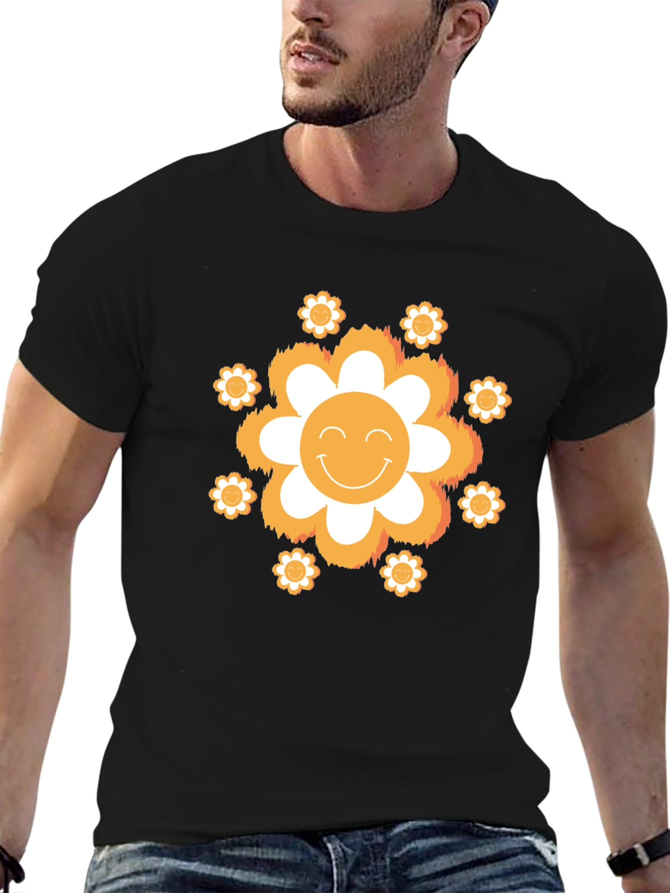 Smiley Face Flower Graphic Tee