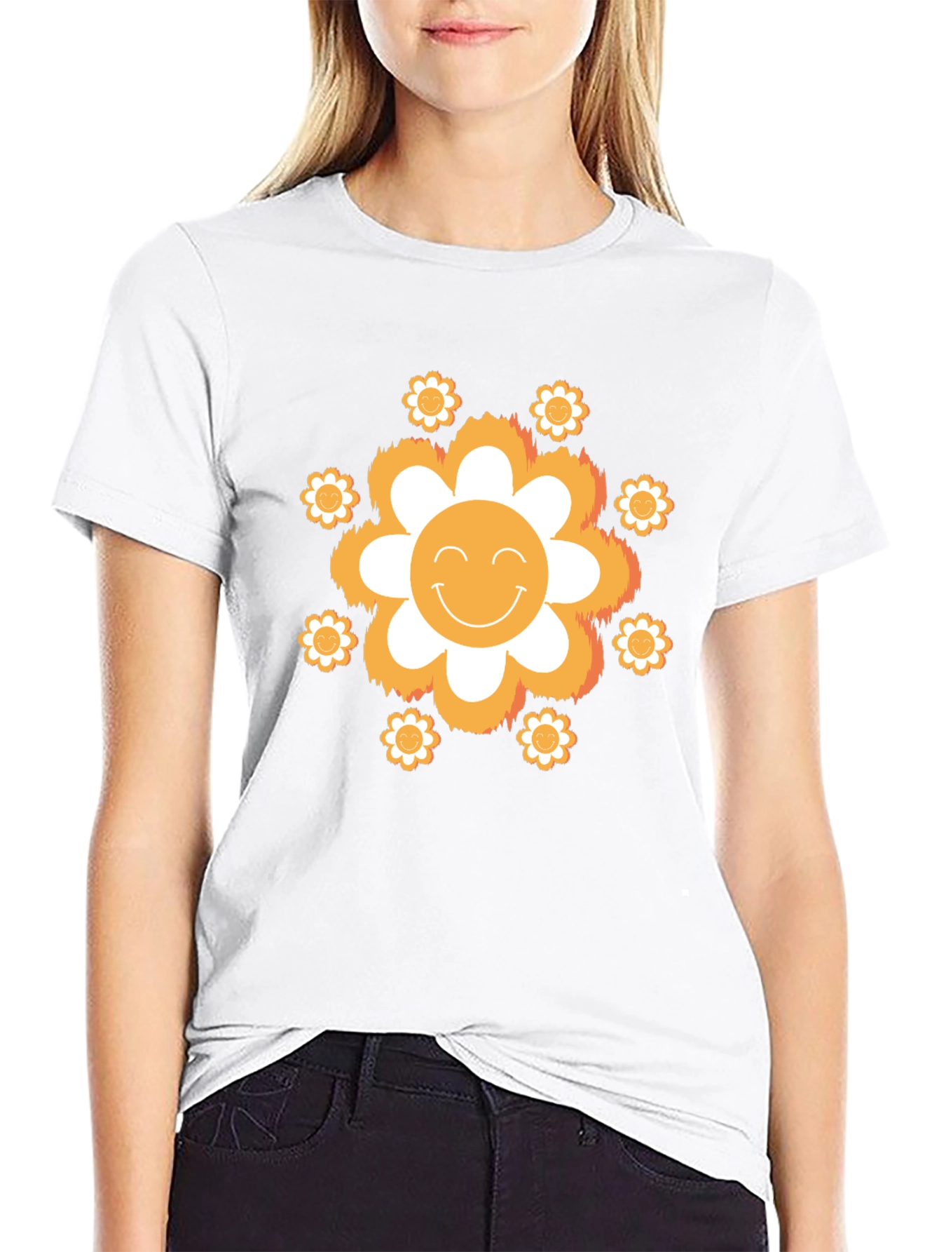 Smiley Face Flower Graphic Tee