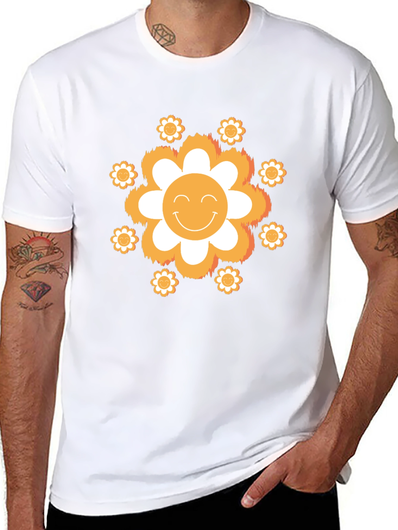 Smiley Face Flower Graphic Tee