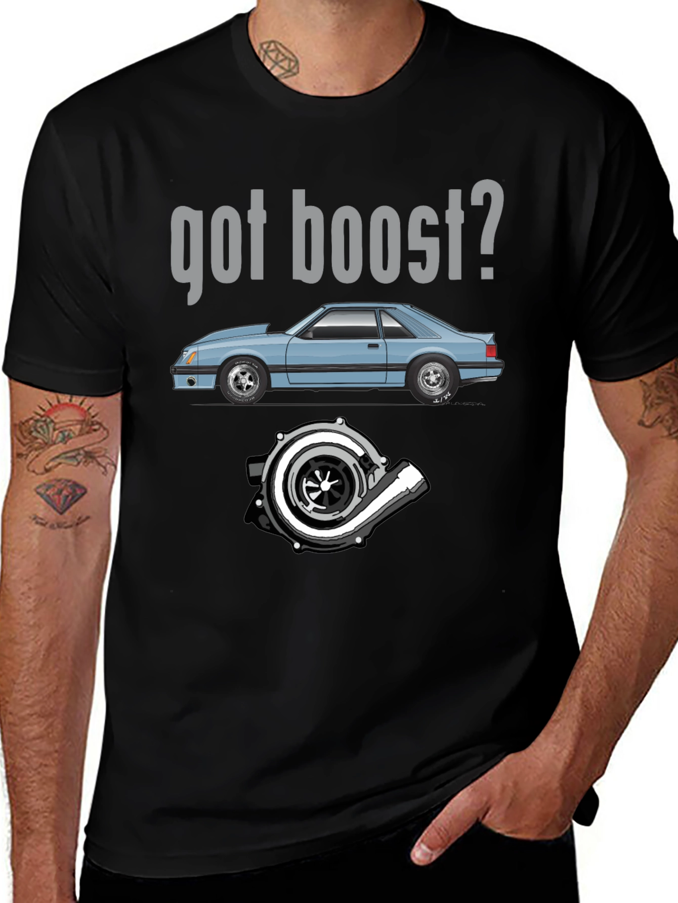 Got Boost? Black Graphic Tee for Car Enthusiasts