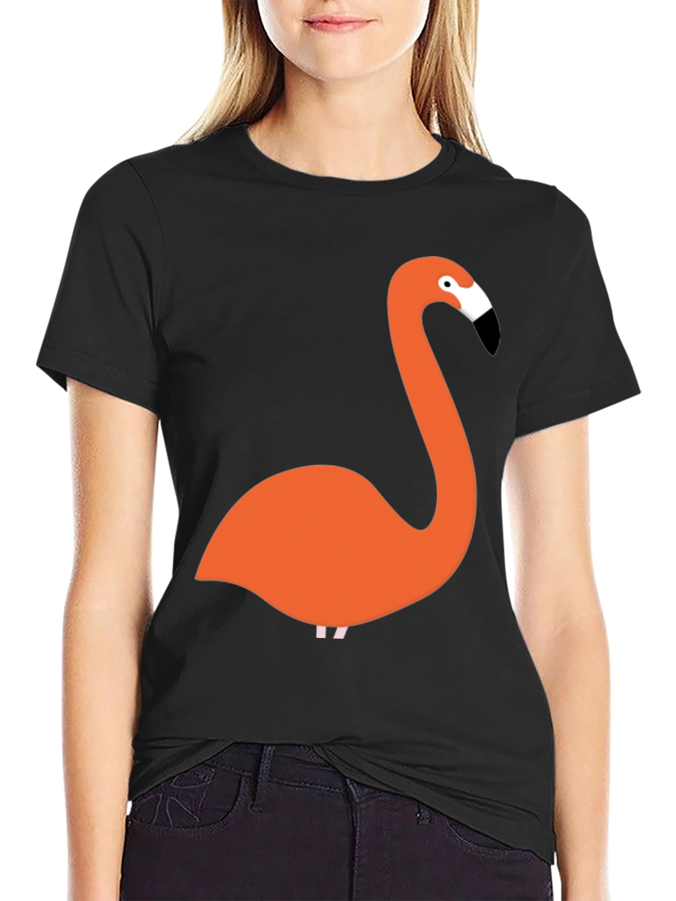 Flamingo Graphic Tee - Black Casual T-Shirt
