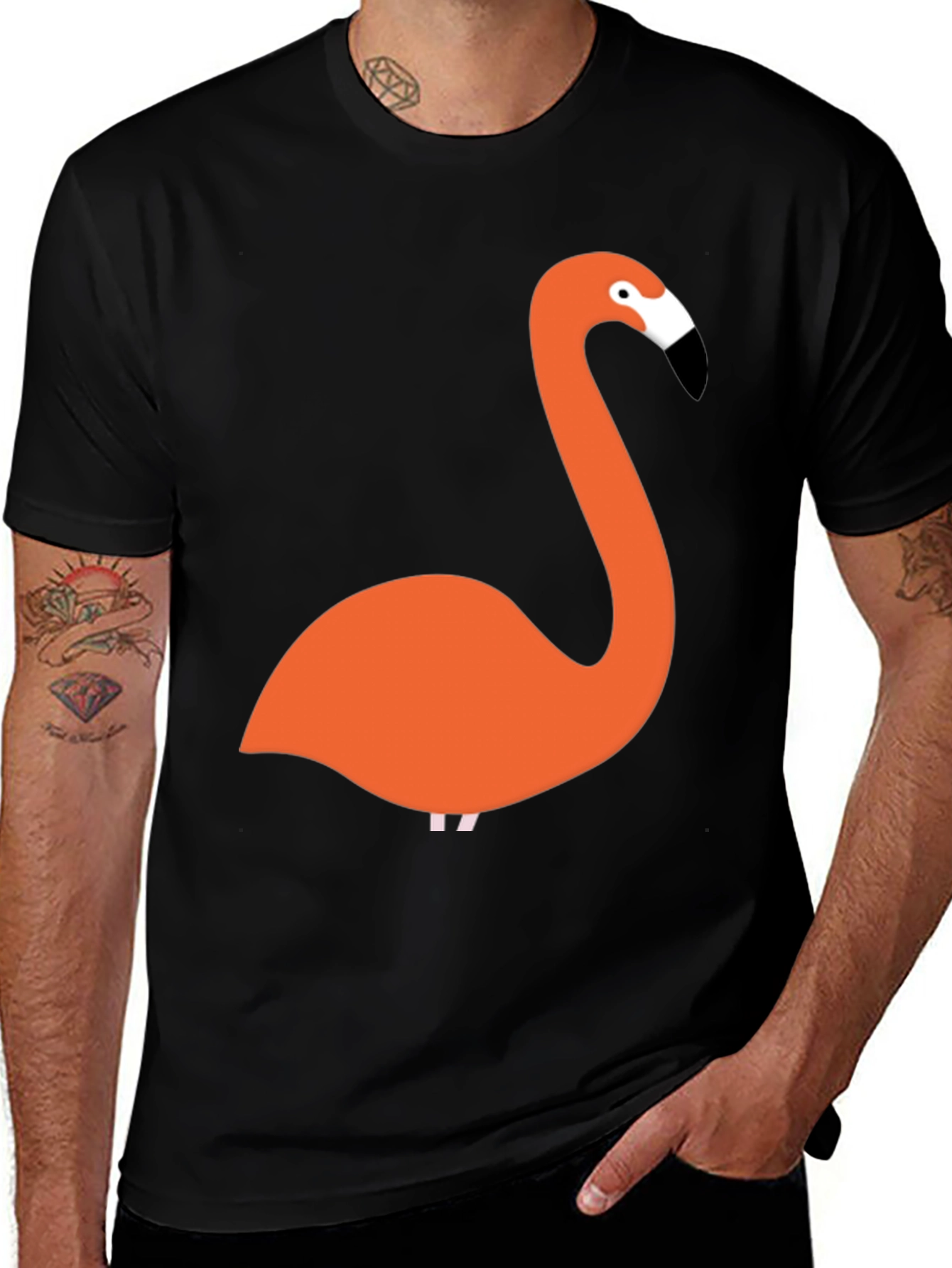 Flamingo Graphic Tee - Black Casual T-Shirt