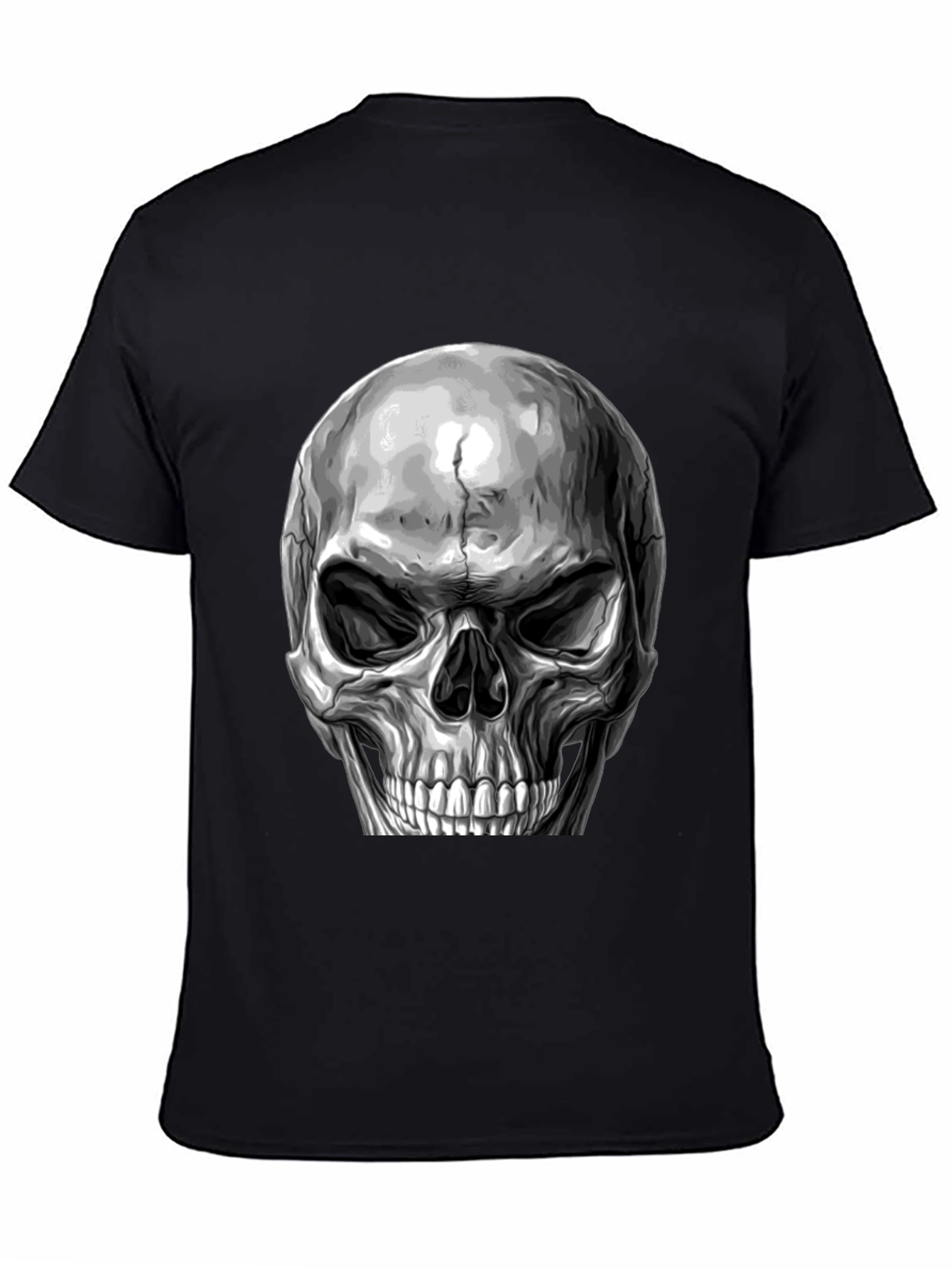 Skull Graphic Print T-Shirt - Black