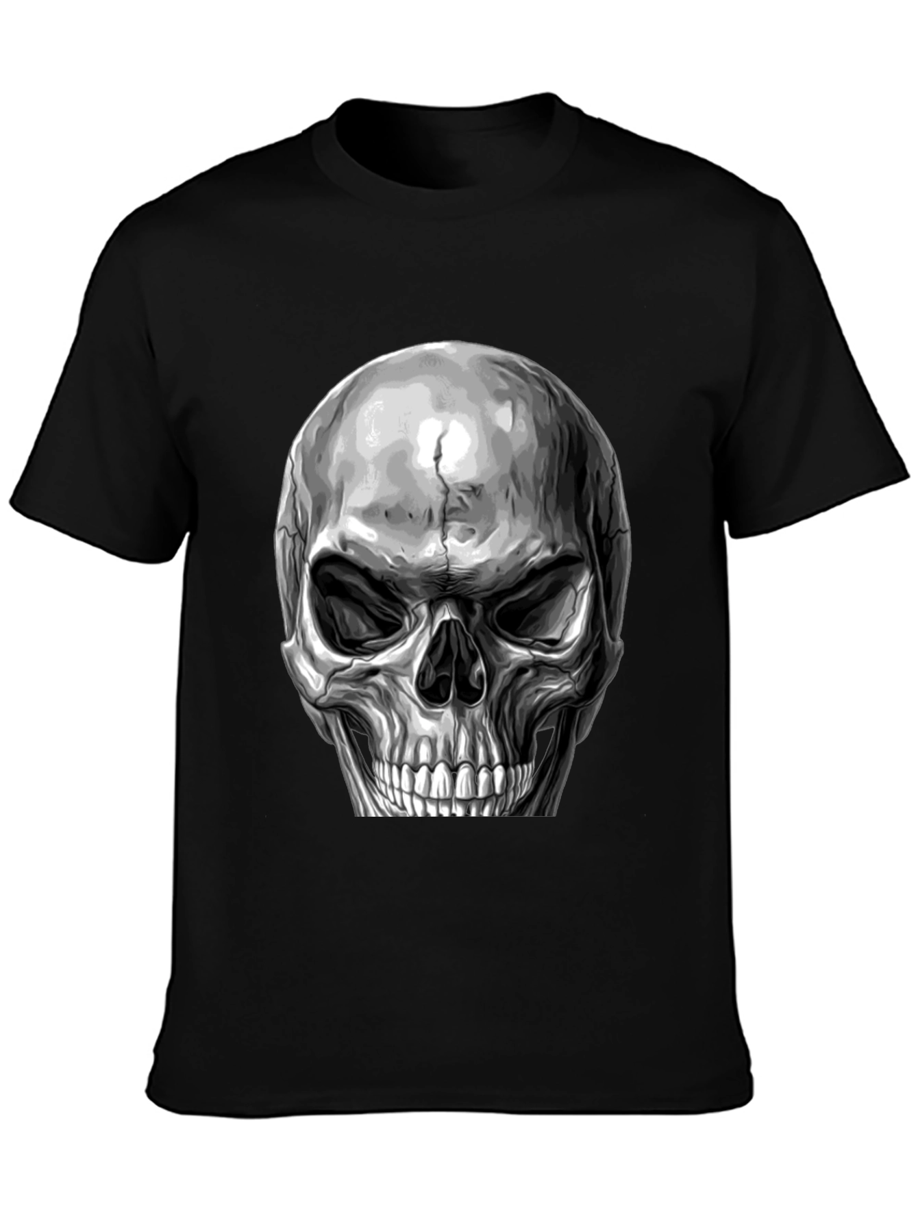 Skull Graphic Print T-Shirt - Black