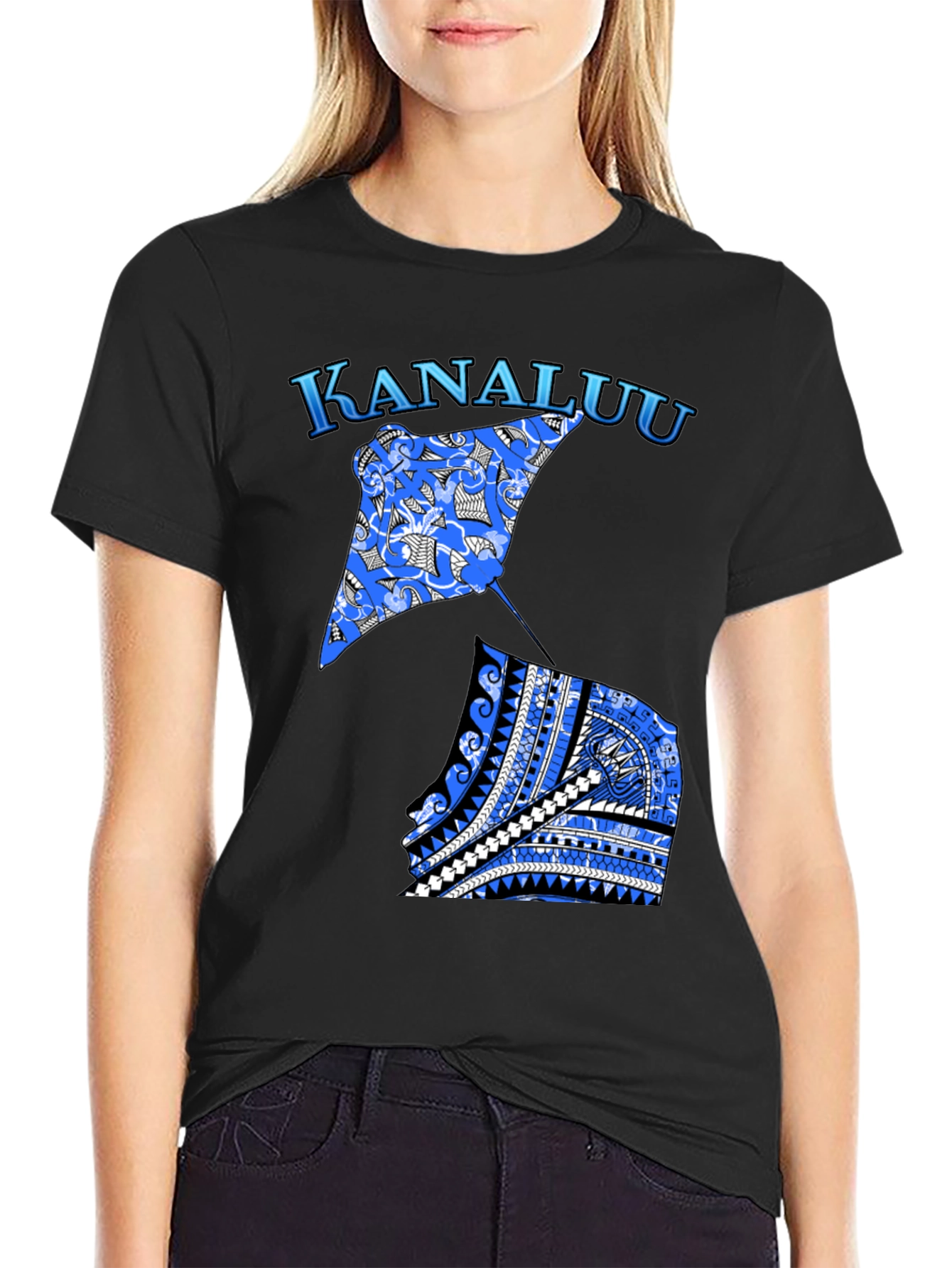 Kanaluu Stingray Graphic Black T-Shirt