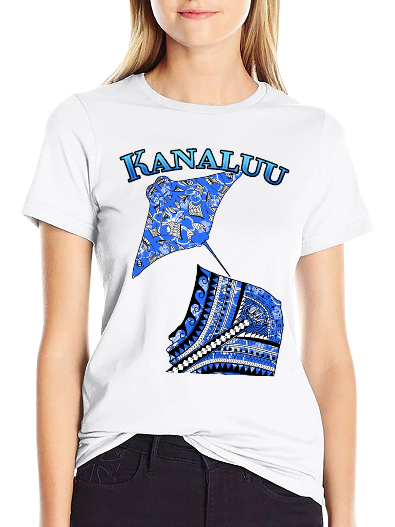 Kanaluu Stingray Graphic Black T-Shirt