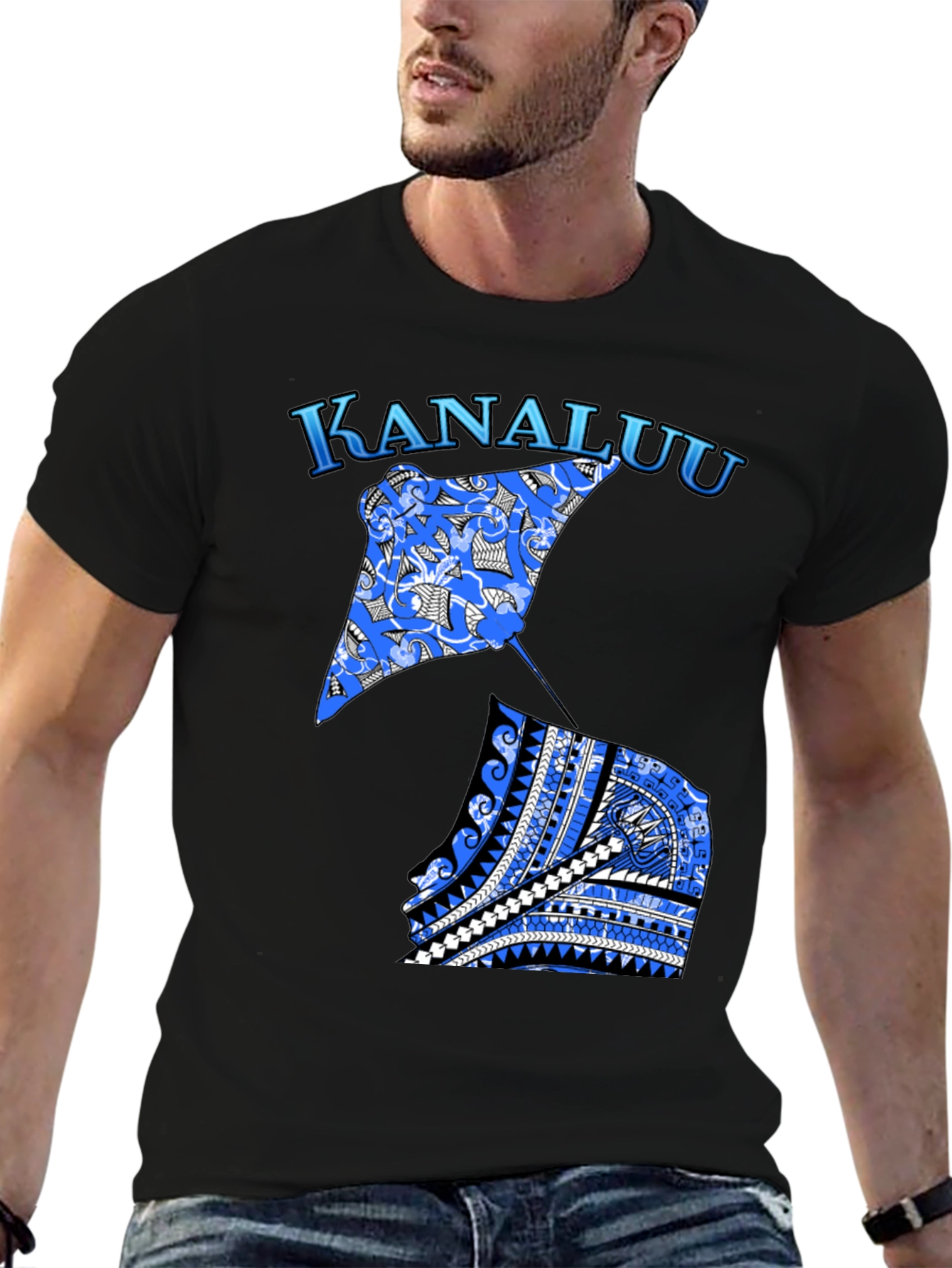 Kanaluu Stingray Graphic Black T-Shirt