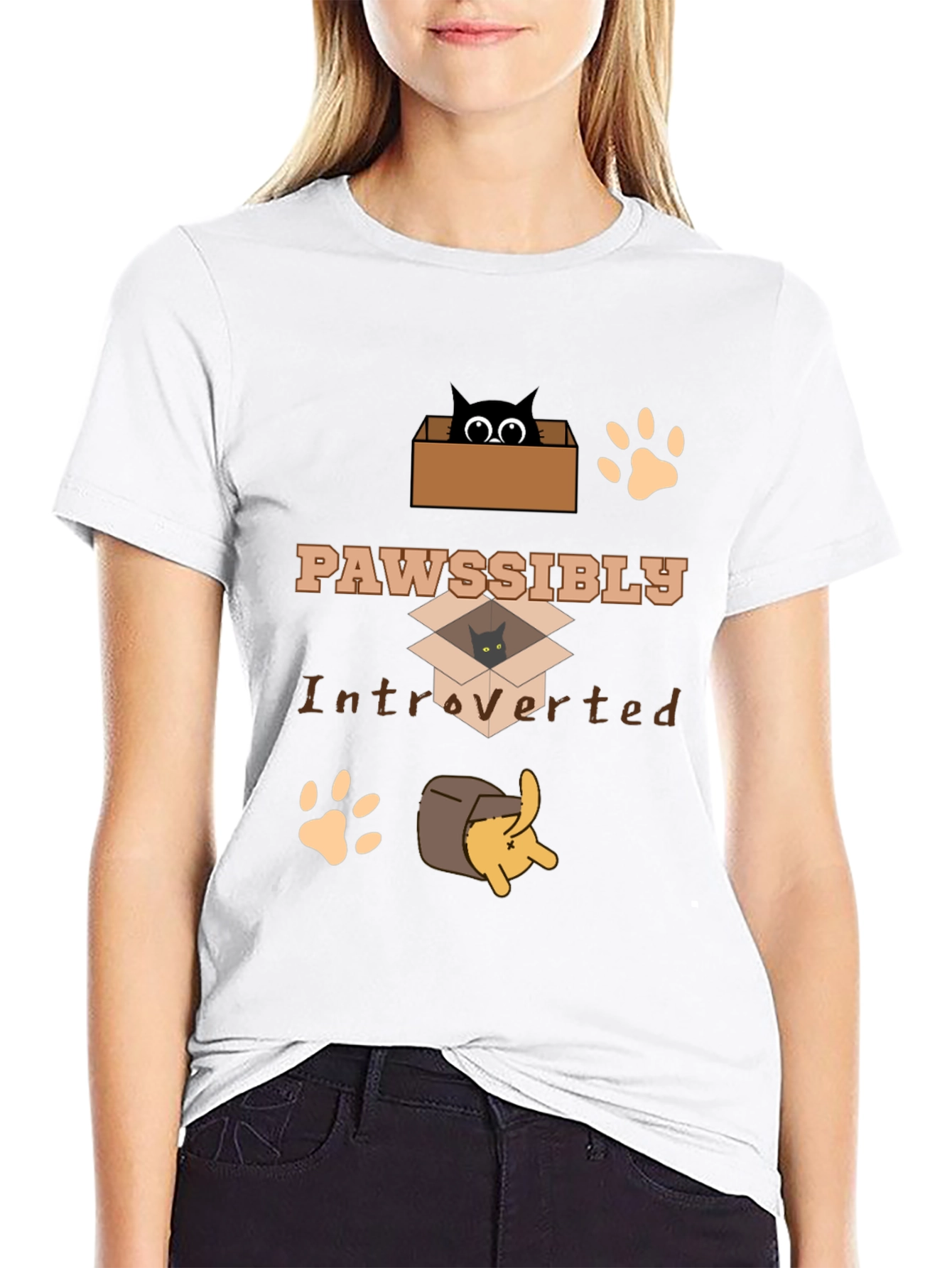 Pawsibly Introverted Cat Lover T-Shirt