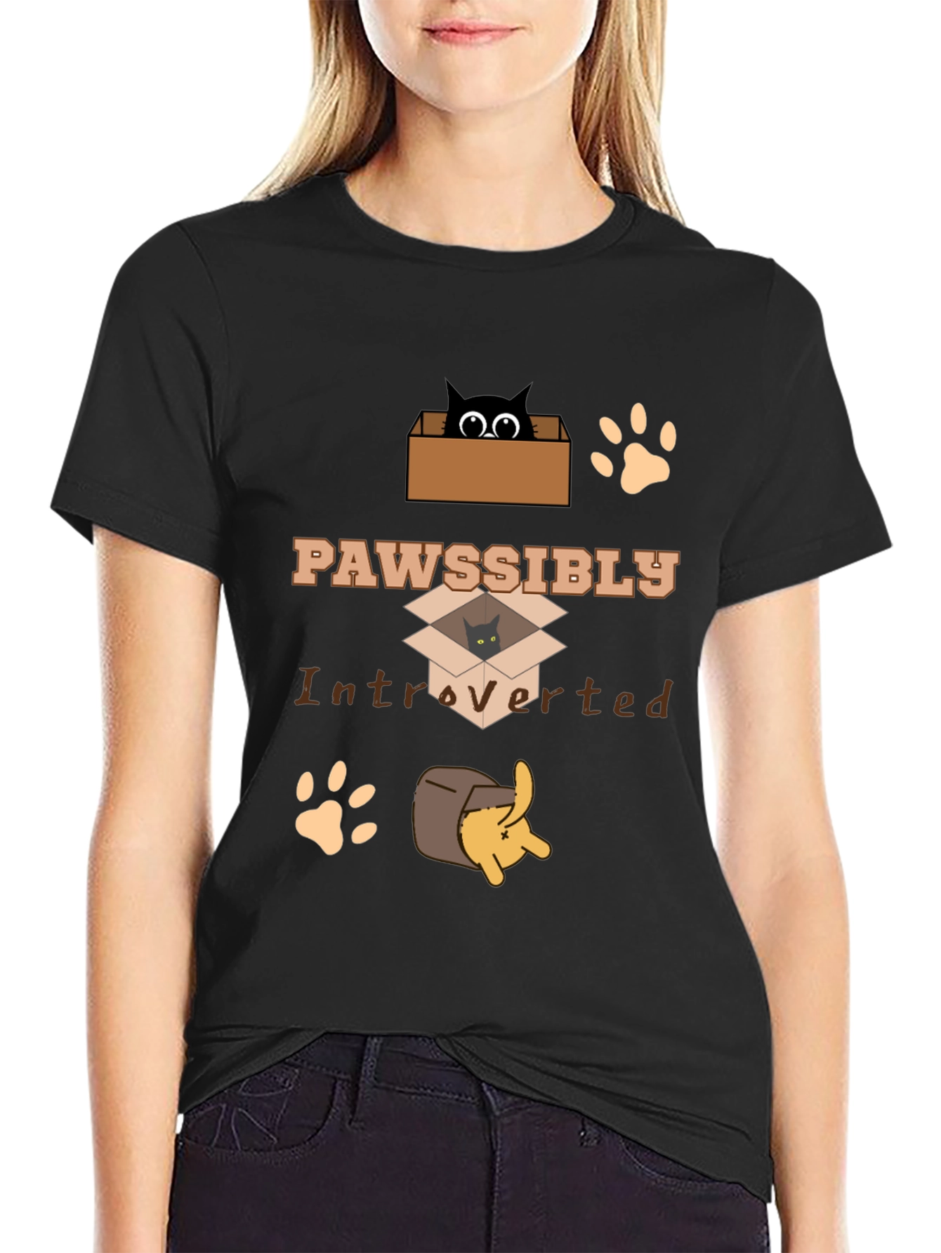 Pawsibly Introverted Cat Lover T-Shirt