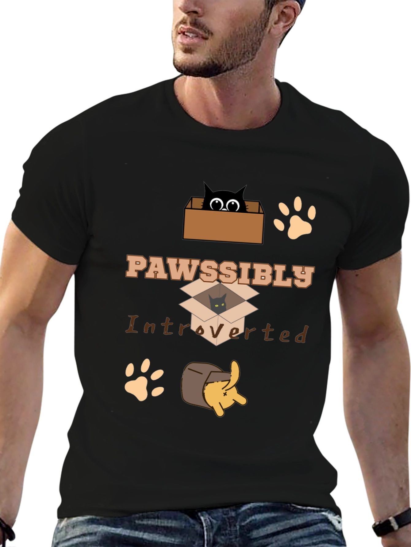 Pawsibly Introverted Cat Lover T-Shirt