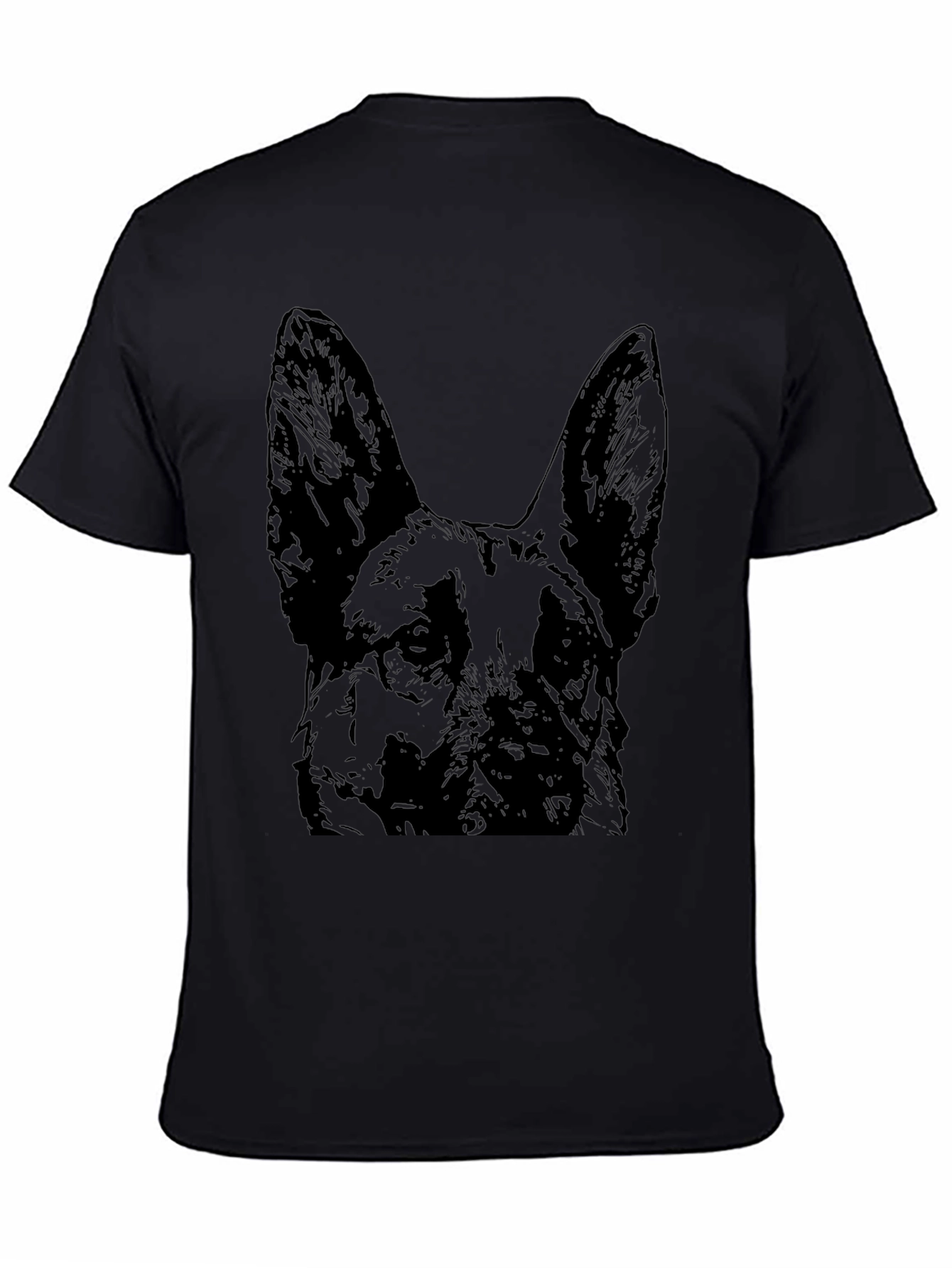 German Shepherd Dog Graphic Tee - Black Cotton