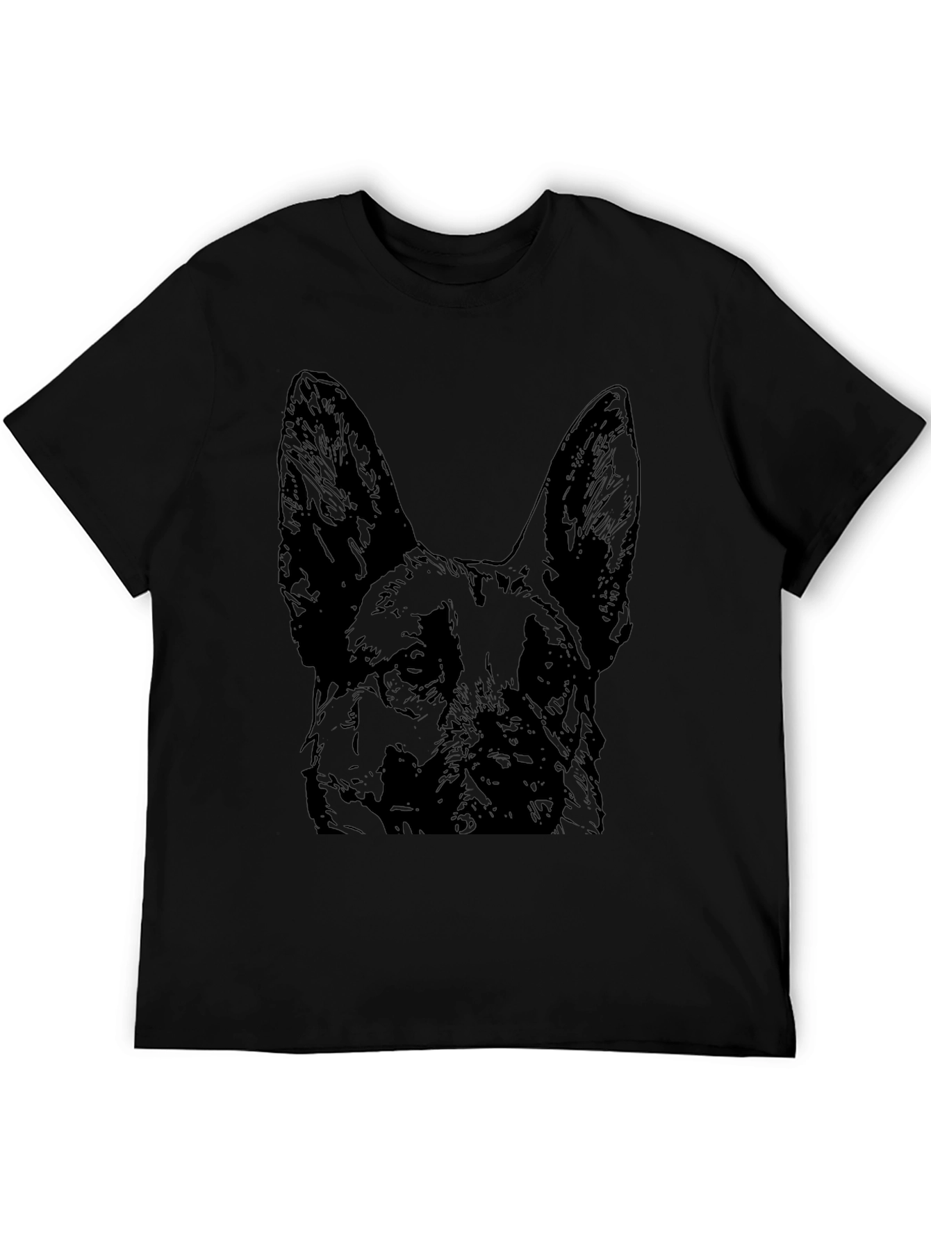 German Shepherd Dog Graphic Tee - Black Cotton