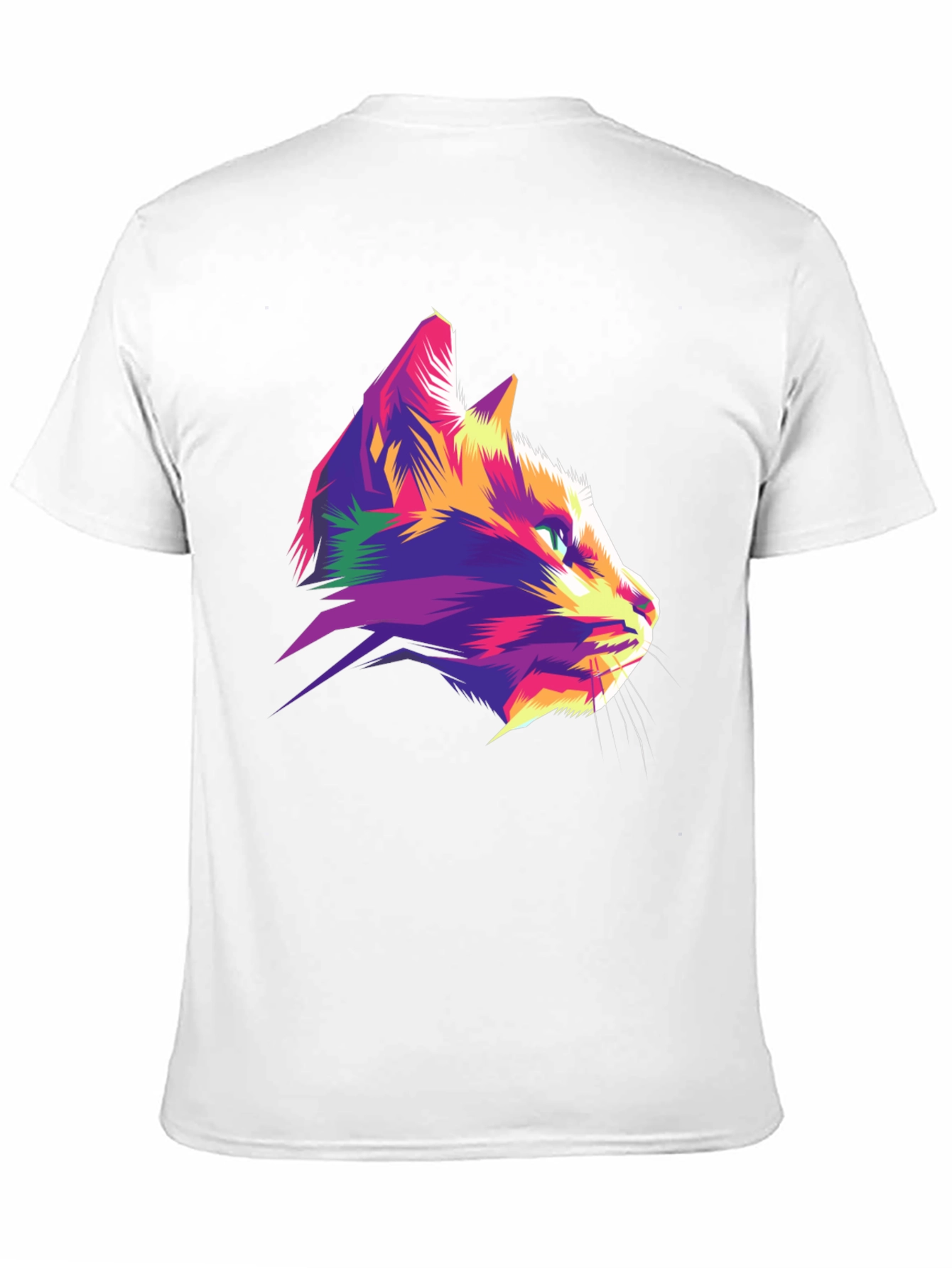 Vibrant Cat Graphic Tee - Stylish Mens Black T-Shirt