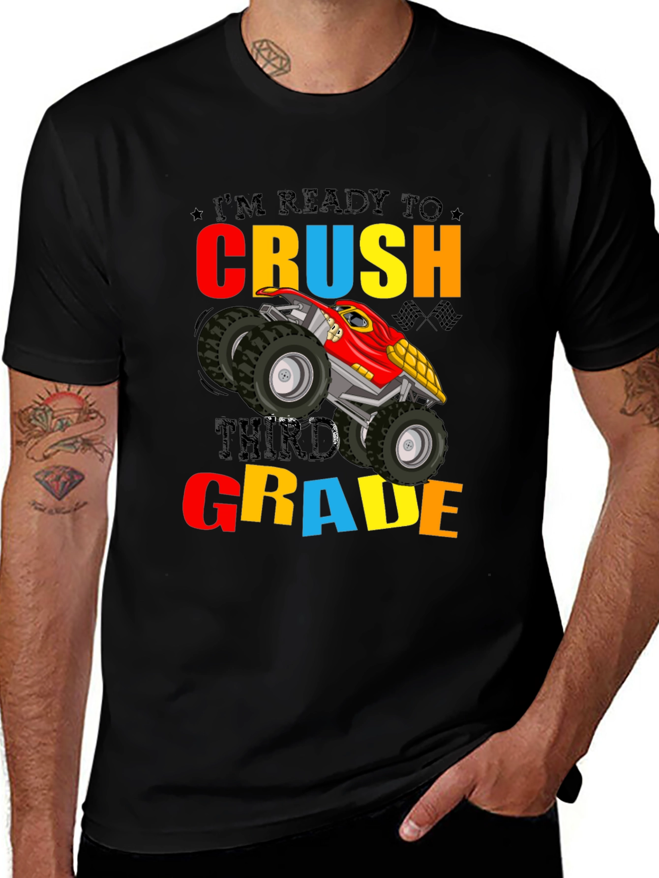 Ready to Crush Third Grade Monster Truck Graphic T-Shirt