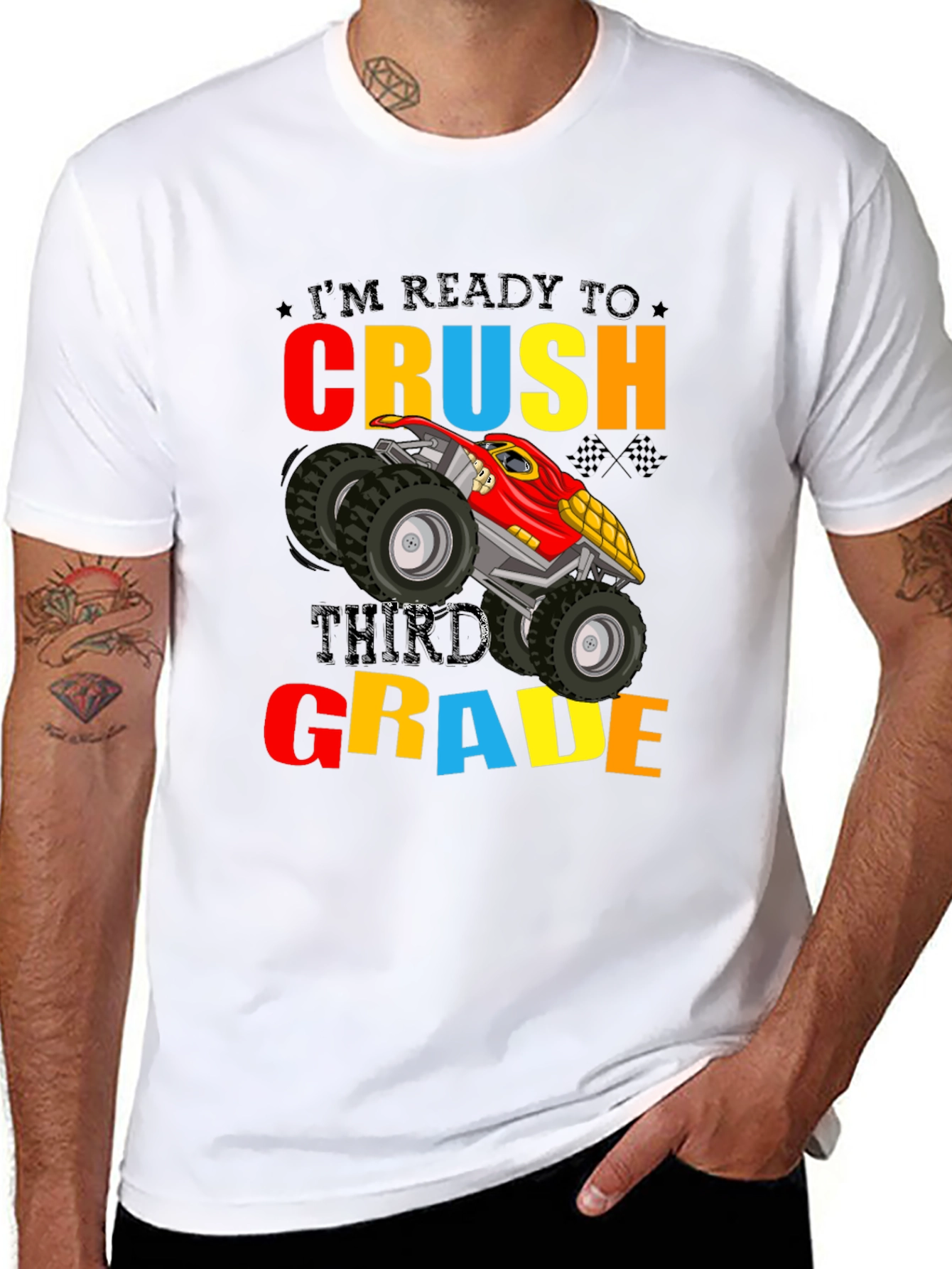 Ready to Crush Third Grade Monster Truck Graphic T-Shirt