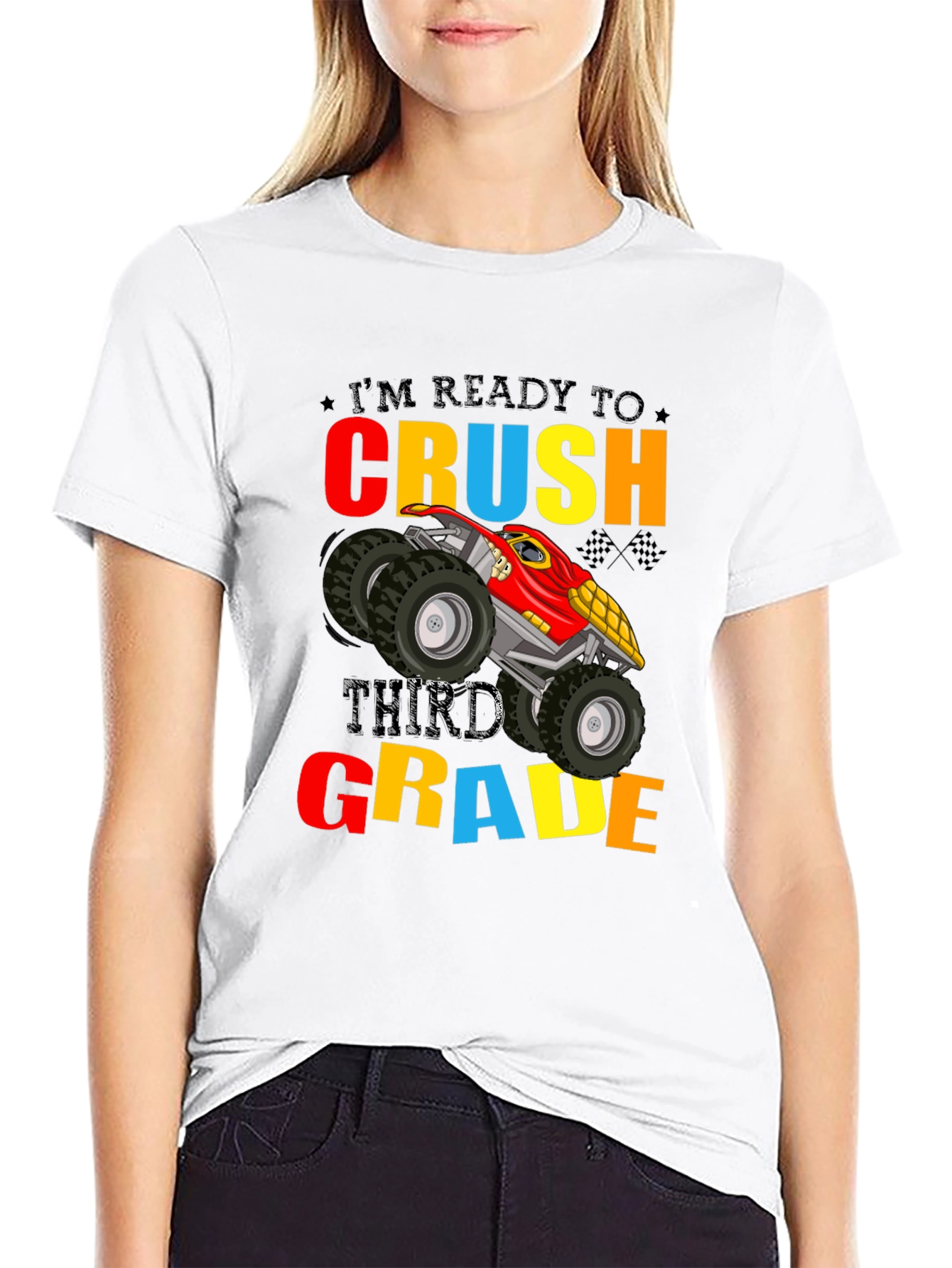 Ready to Crush Third Grade Monster Truck Graphic T-Shirt