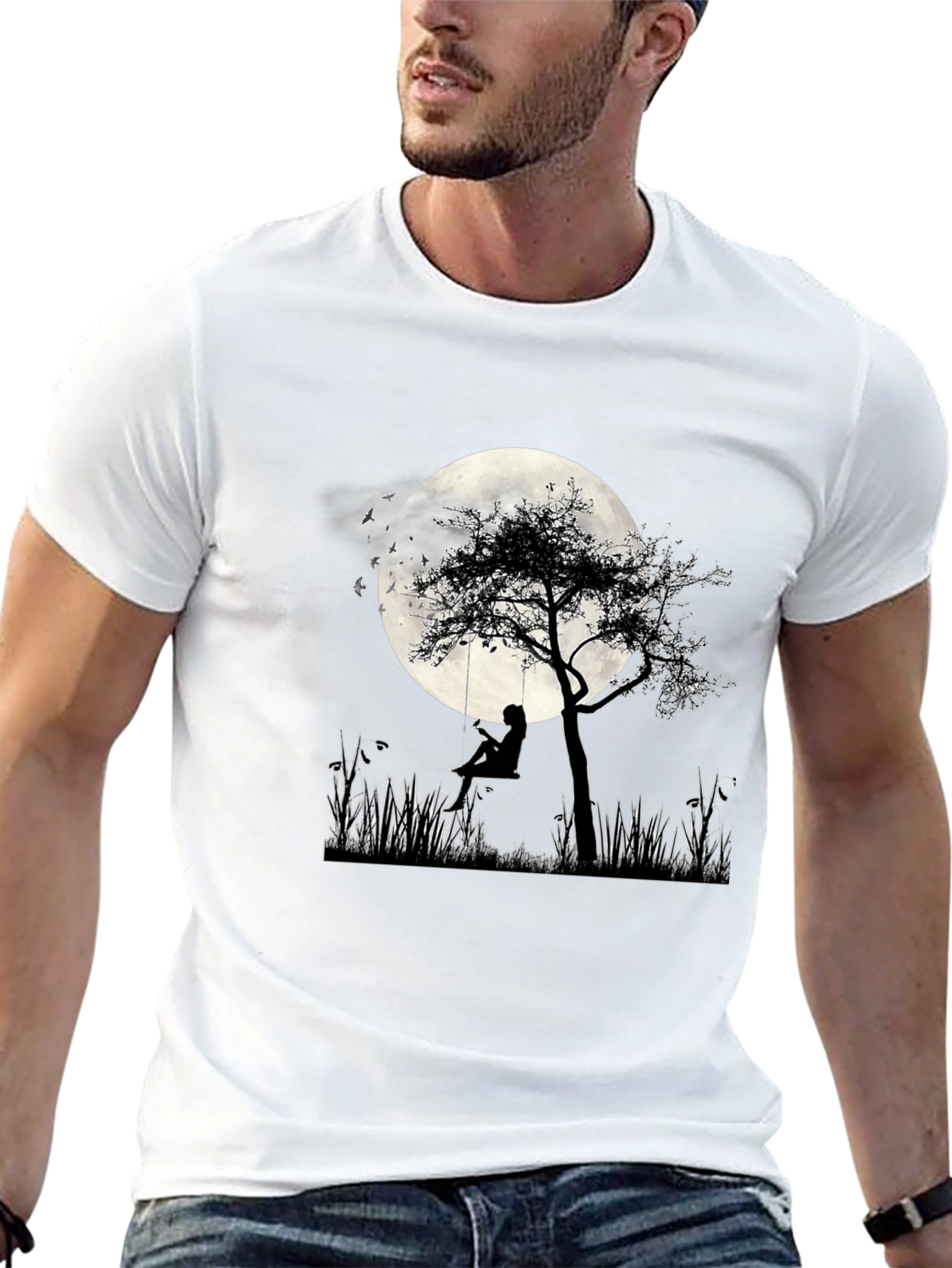 Silhouette Moon Tree Graphic Tee