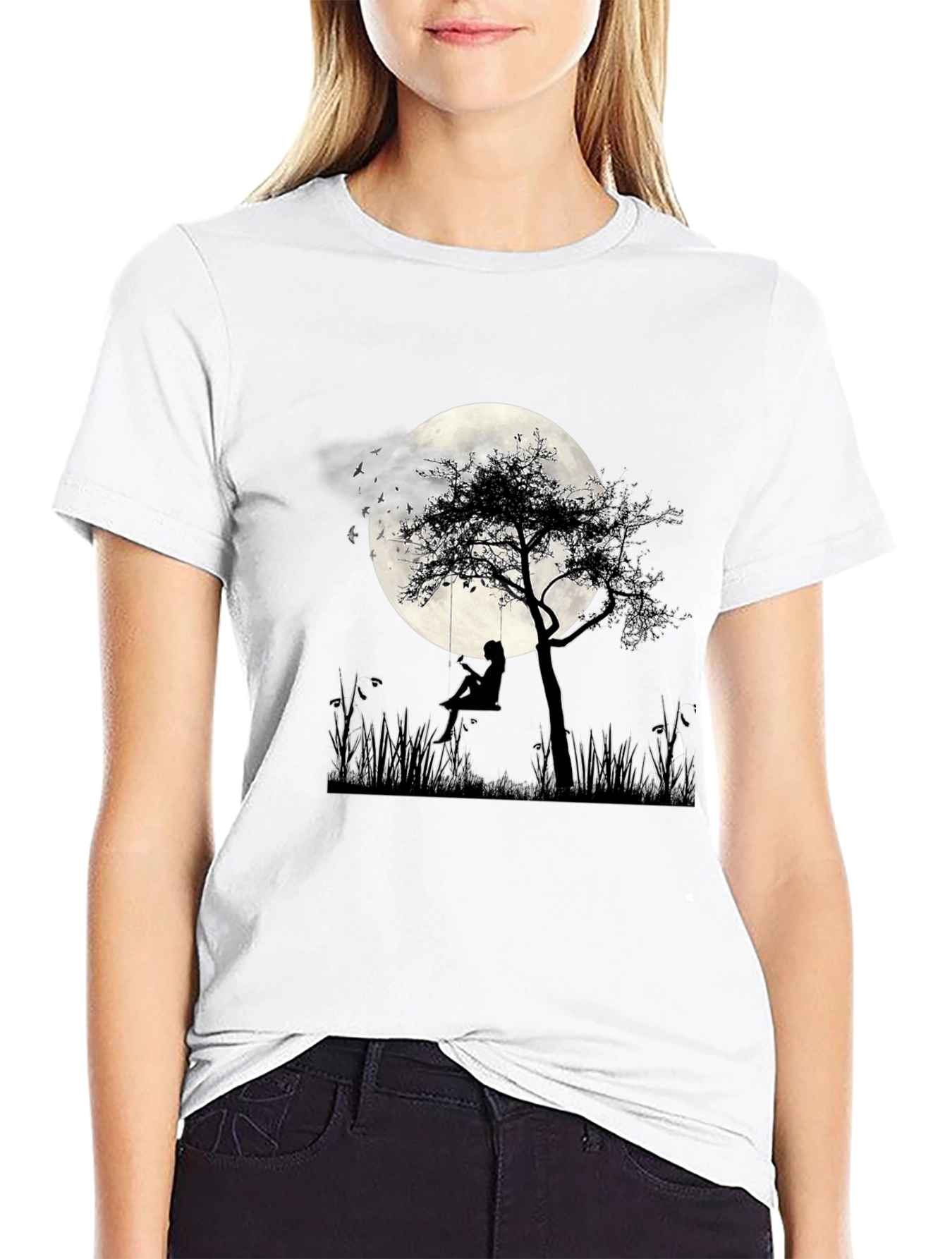 Silhouette Moon Tree Graphic Tee