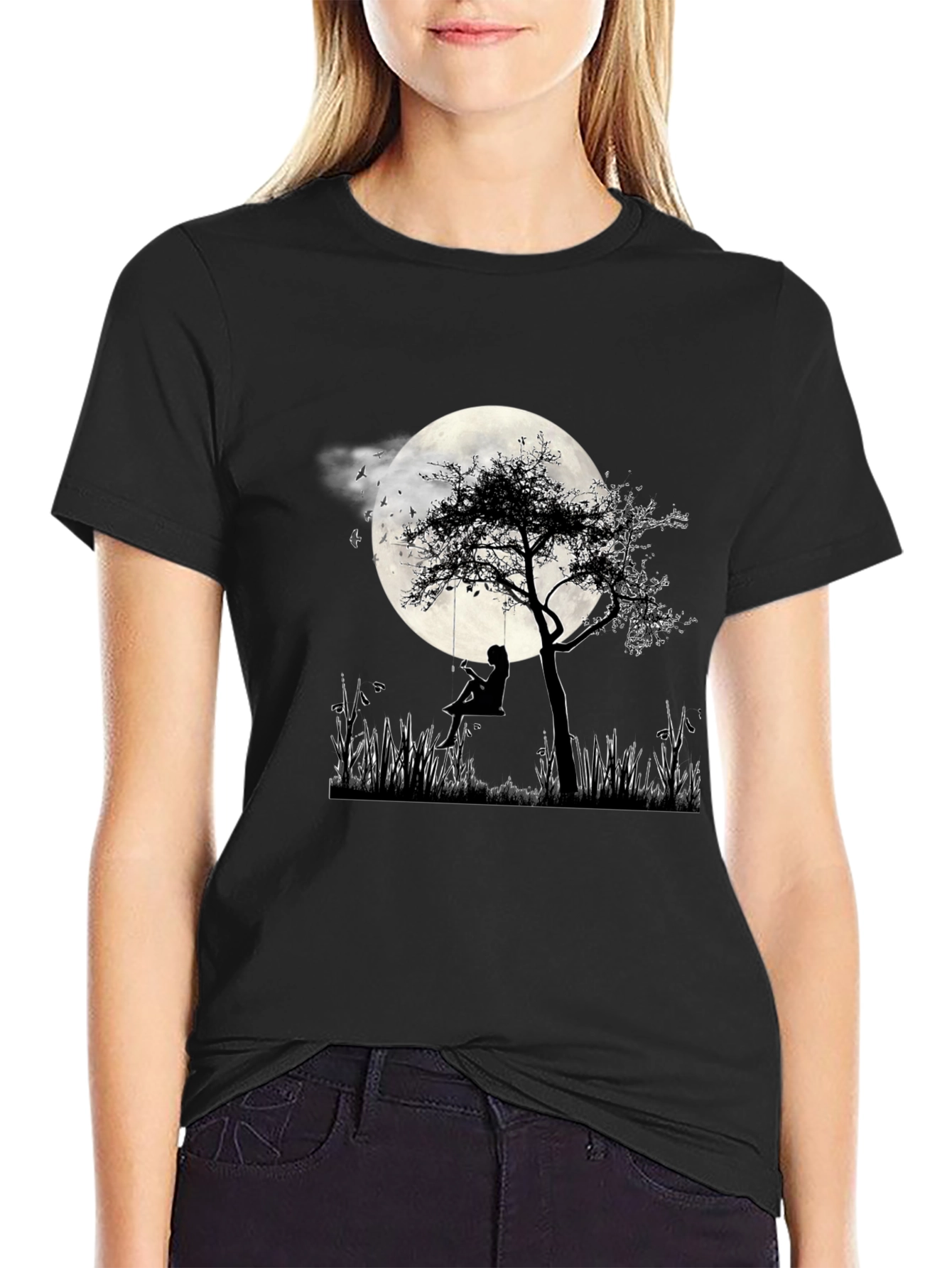 Silhouette Moon Tree Graphic Tee