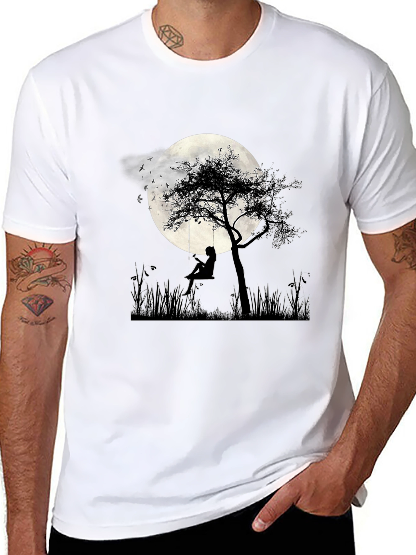 Silhouette Moon Tree Graphic Tee