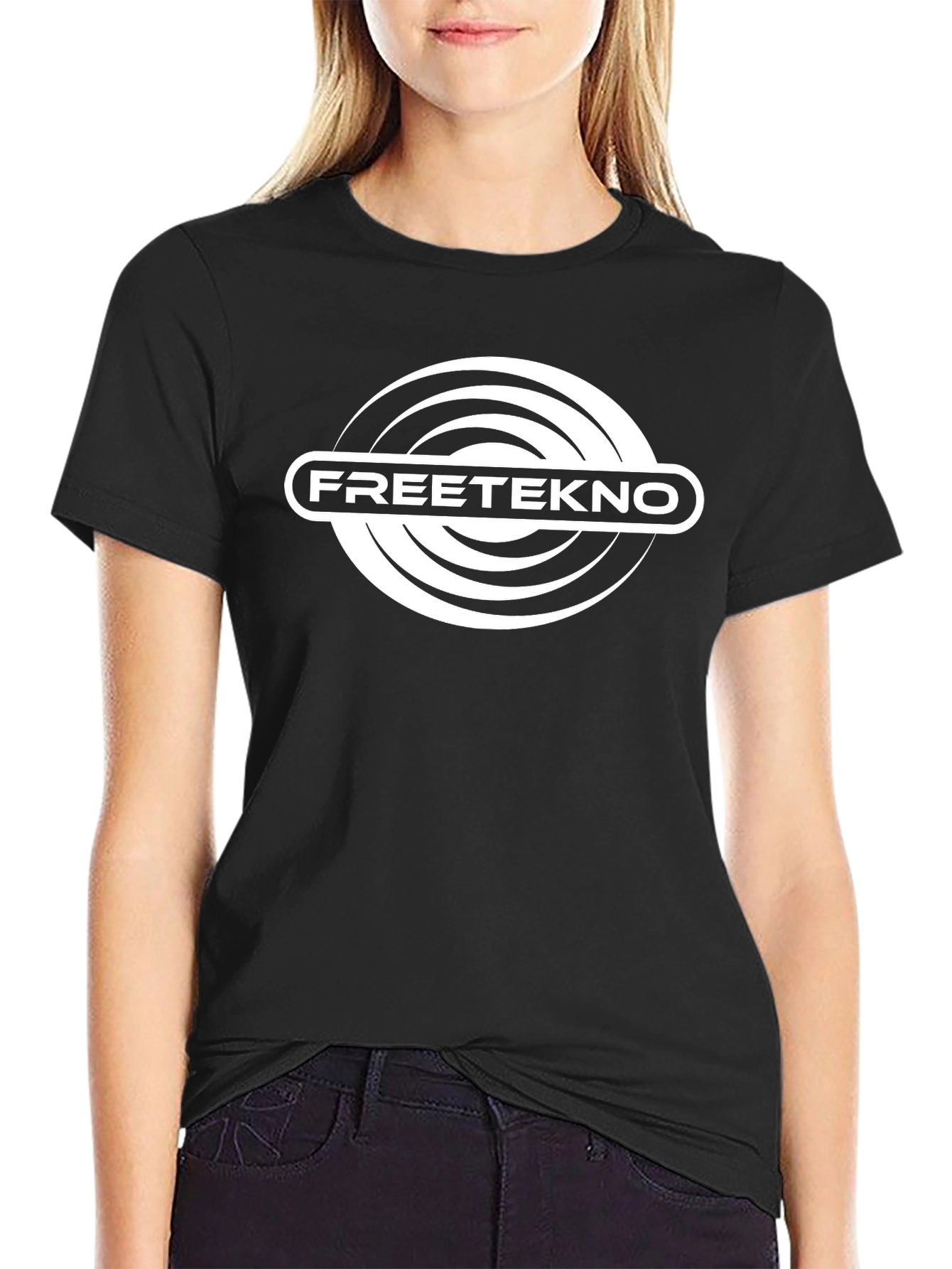FreeTekno Black T-Shirt - Unique Graphic Design