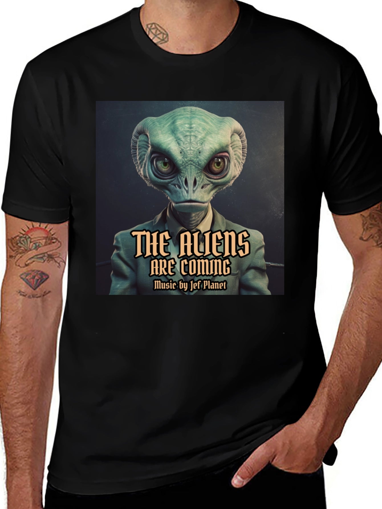 The Aliens Are Coming Black T-Shirt