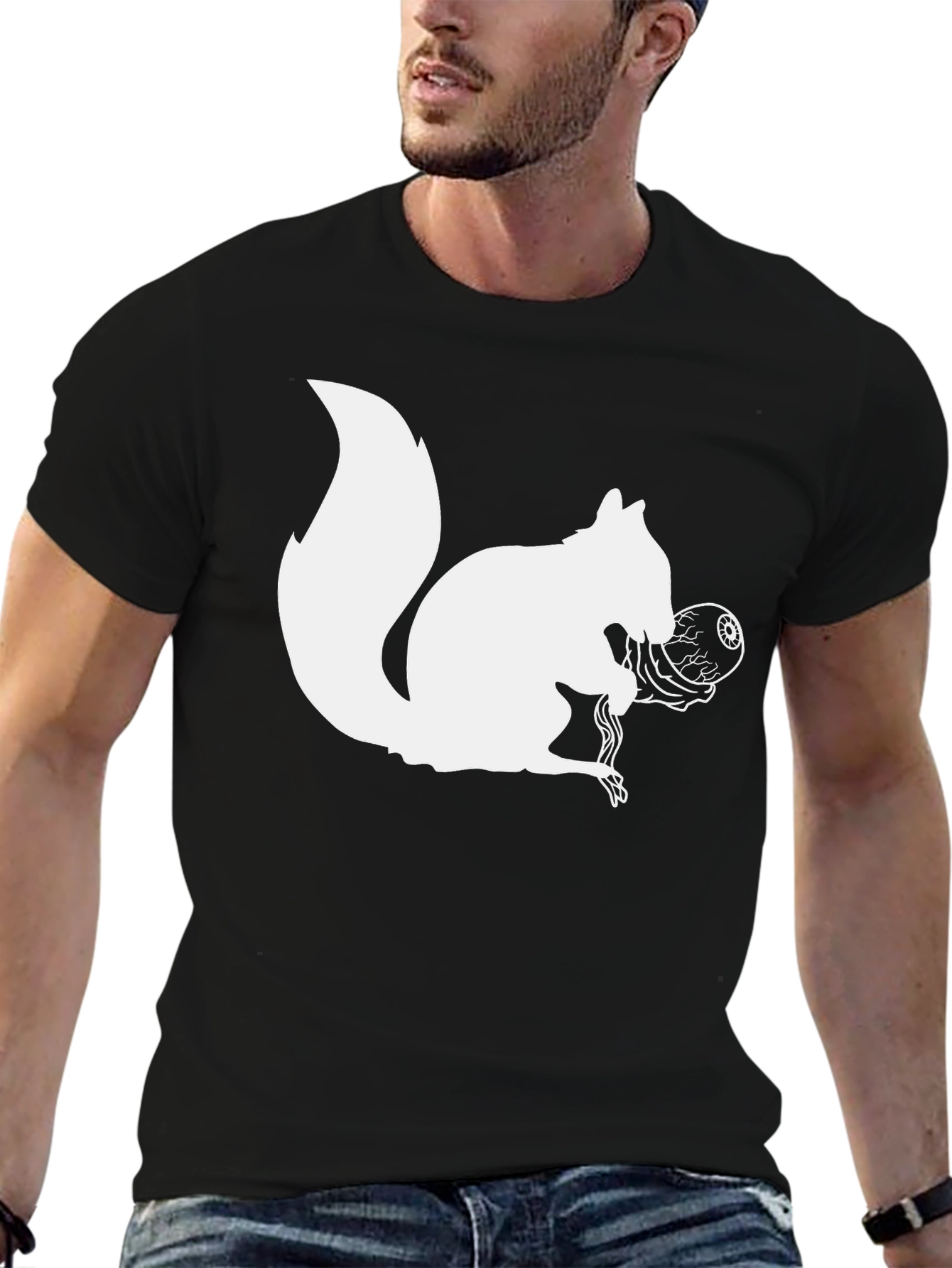 Squirrel Eyeball Graphic Tee - Quirky Black T-Shirt