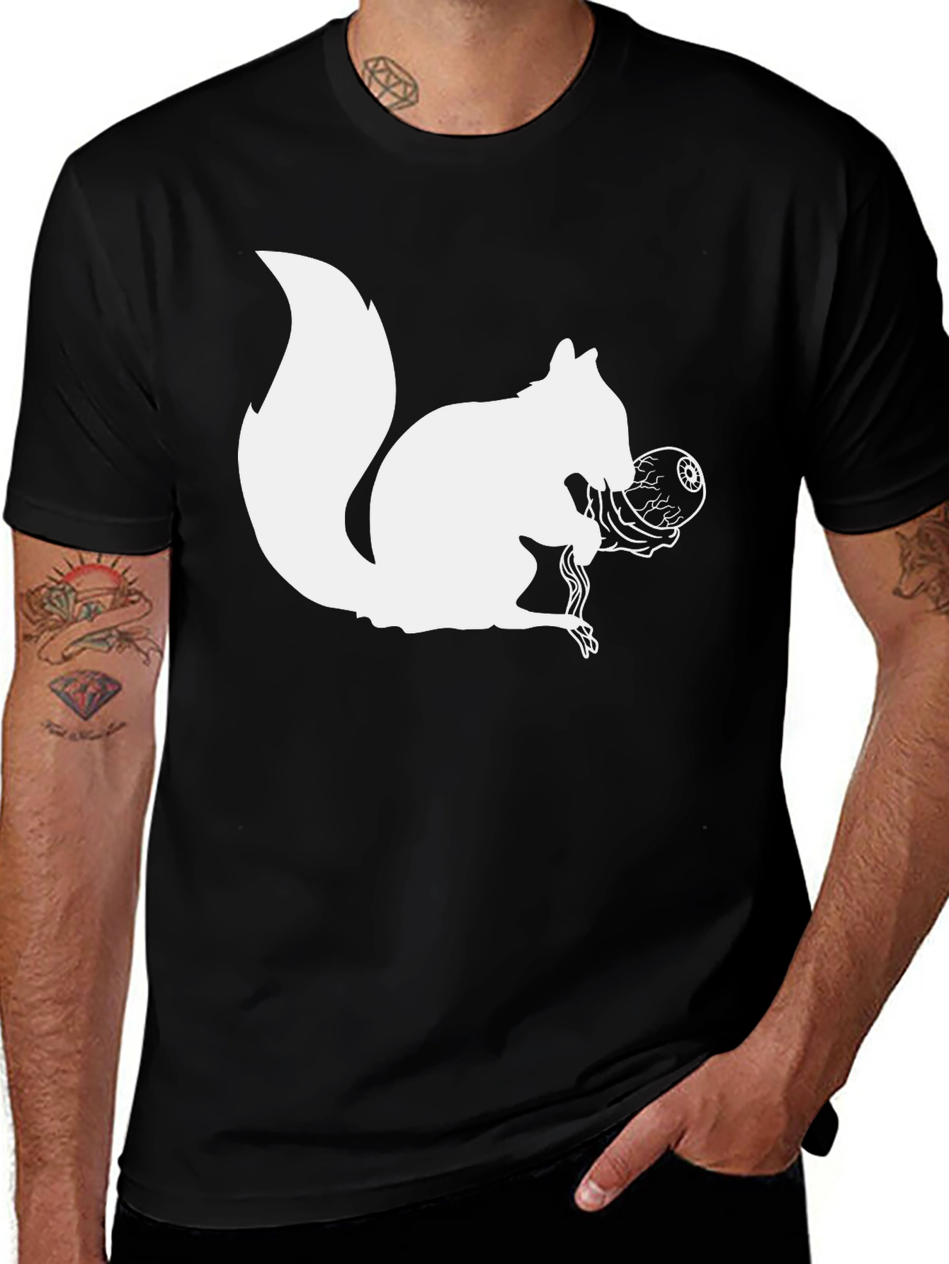 Squirrel Eyeball Graphic Tee - Quirky Black T-Shirt